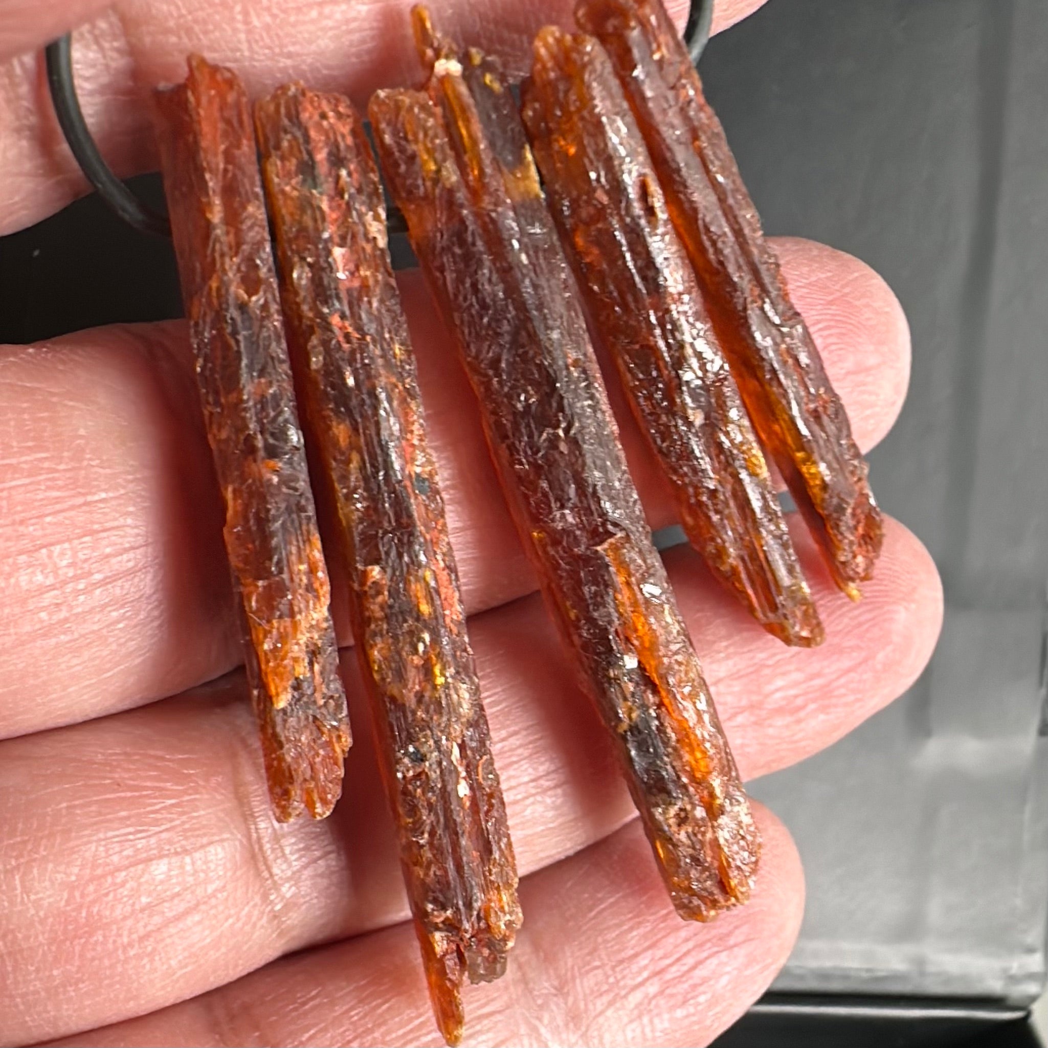 Orange Kyanite Crystals, Drilled, 5 pc lot, price for all 5, the lot you are viewing is the exact lot you are buying