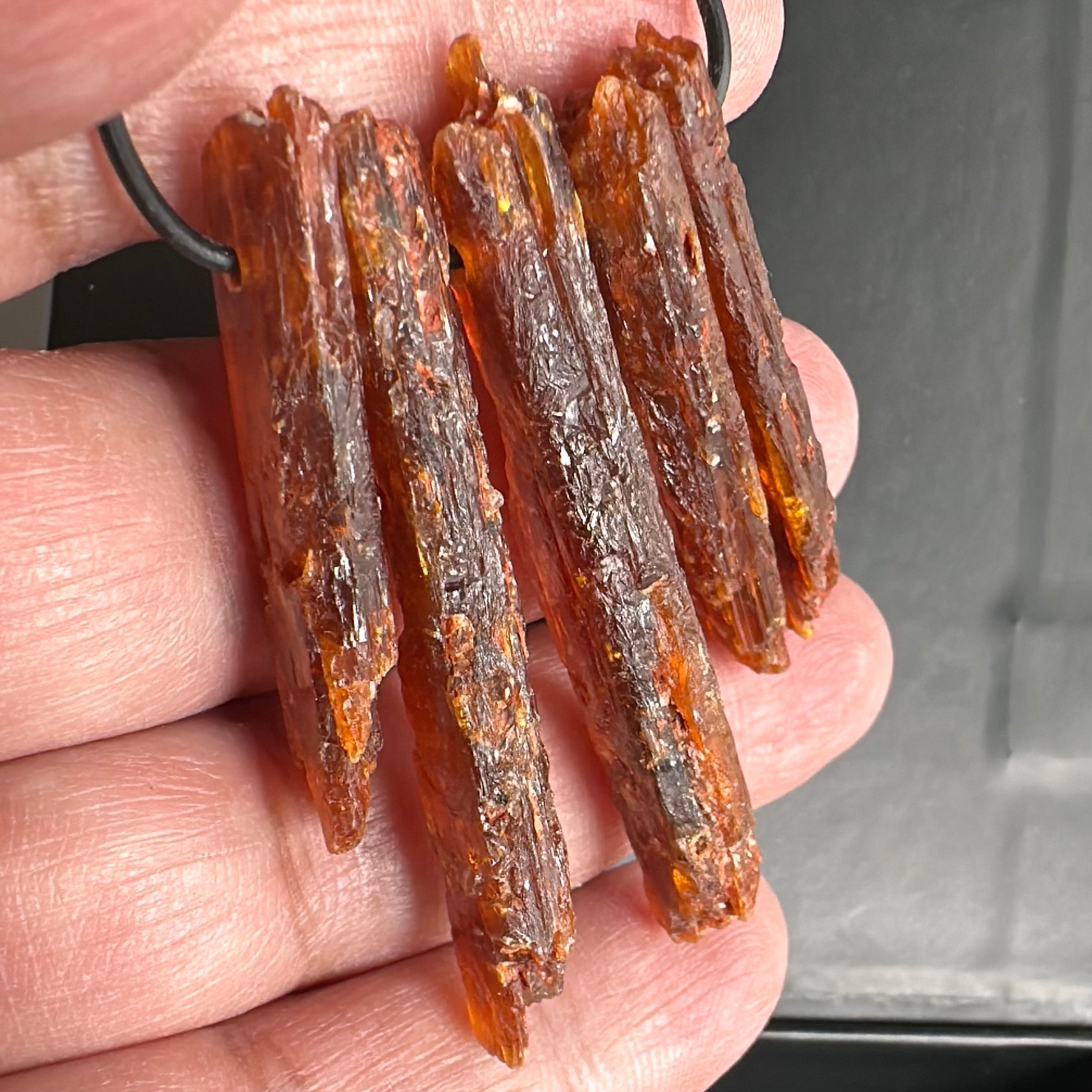 Orange Kyanite Crystals, Drilled, 5 pc lot, price for all 5, the lot you are viewing is the exact lot you are buying