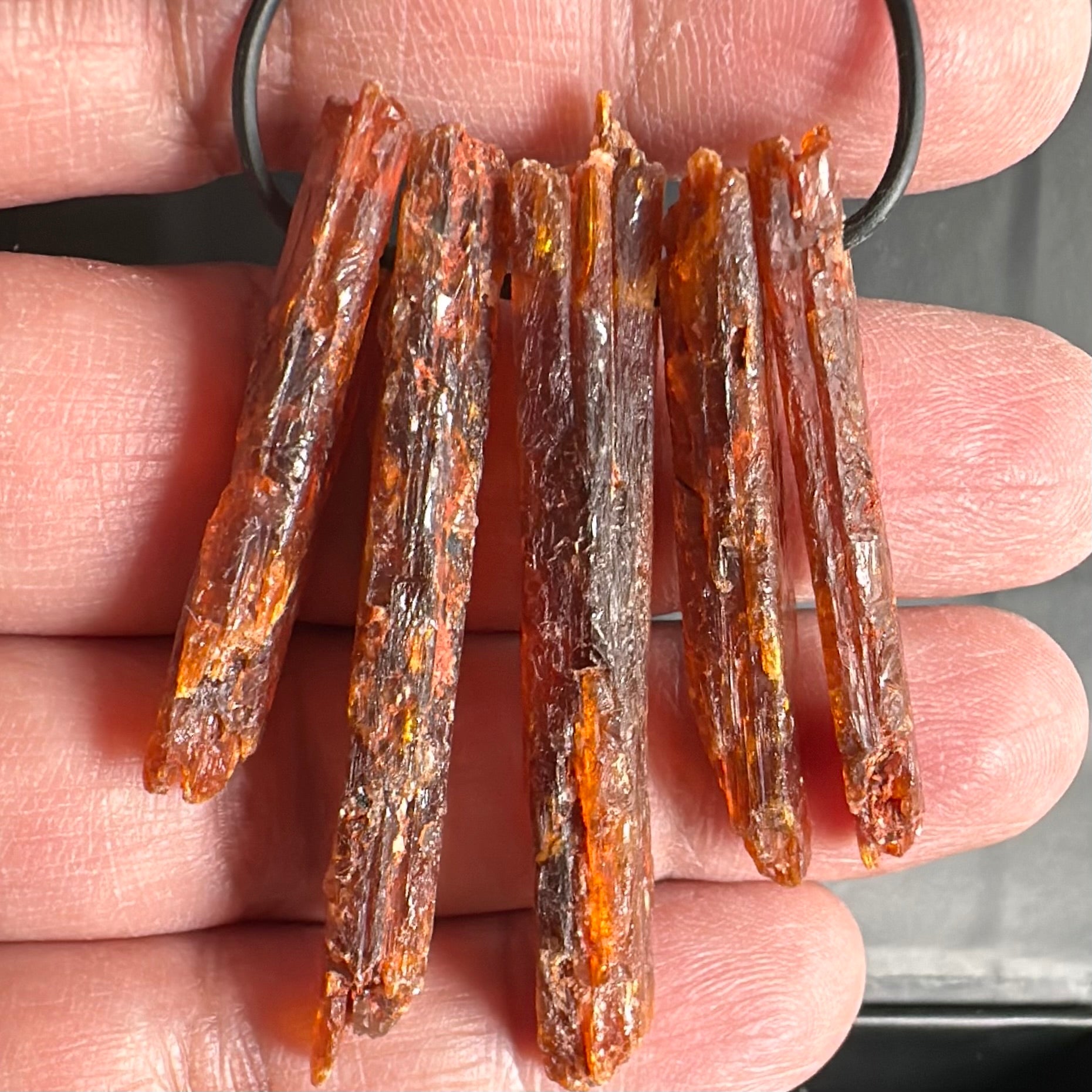 Orange Kyanite Crystals, Drilled, 5 pc lot, price for all 5, the lot you are viewing is the exact lot you are buying