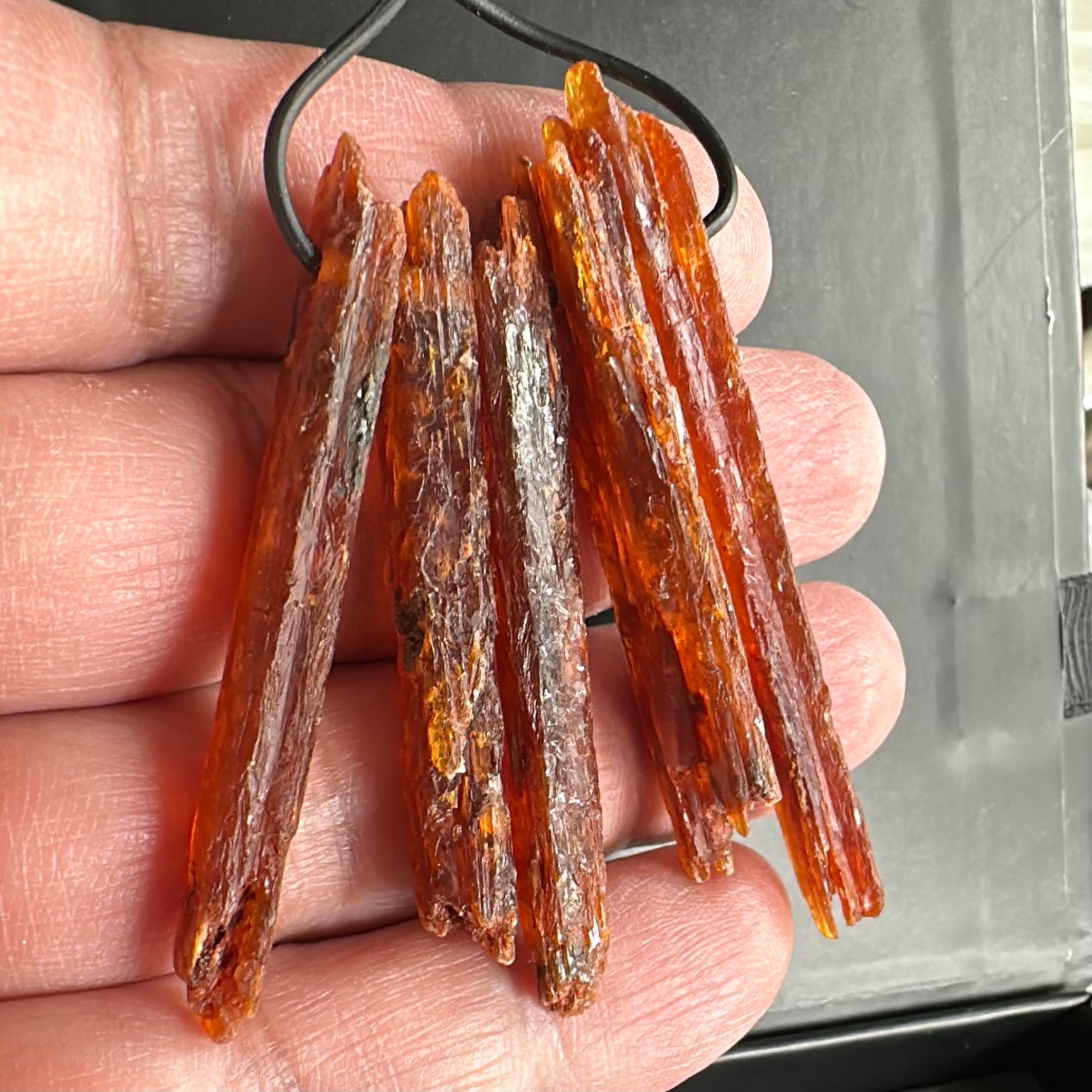 Orange Kyanite Crystals, Drilled, 5 pc lot, price for all 5, the lot you are viewing is the exact lot you are buying