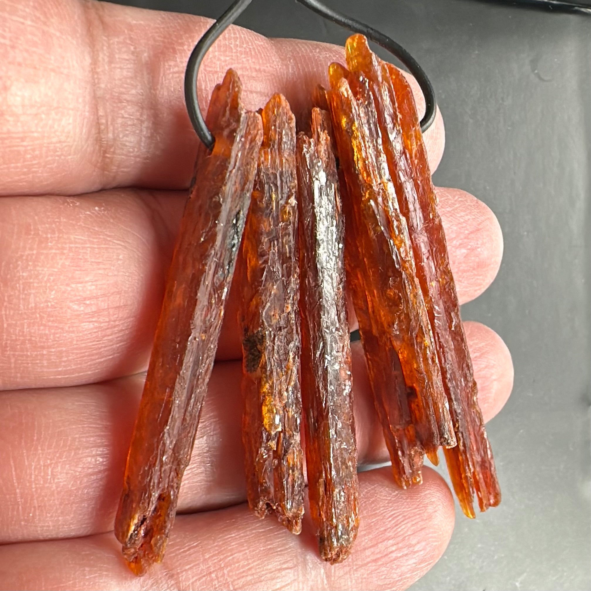 Orange Kyanite Crystals, Drilled, 5 pc lot, price for all 5, the lot you are viewing is the exact lot you are buying