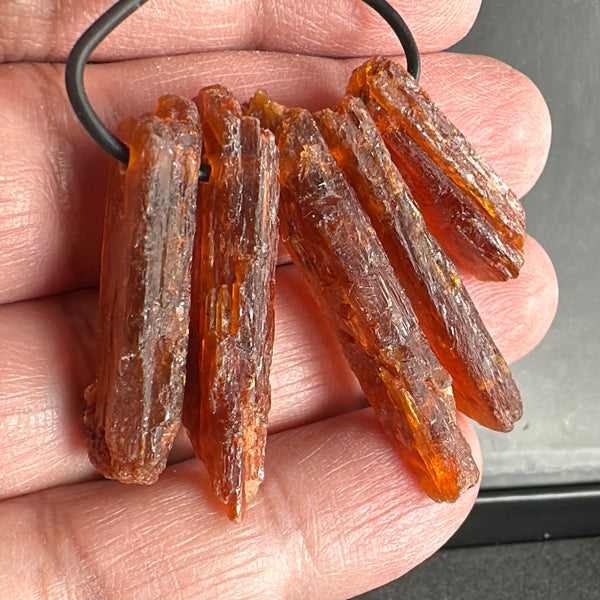 Orange Kyanite Crystals, Drilled, 5 pc lot, price for all 5, the lot you are viewing is the exact lot you are buying