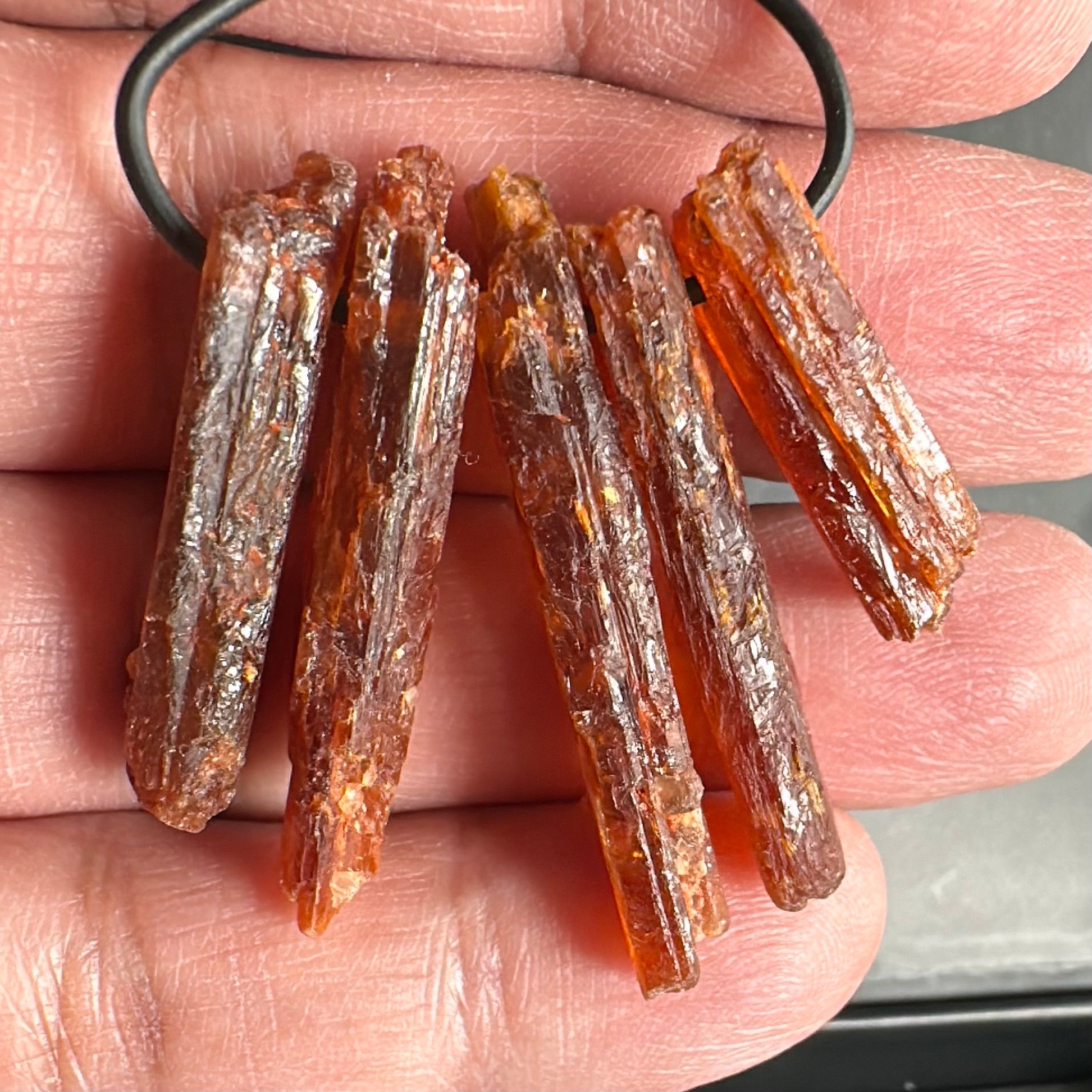 Orange Kyanite Crystals, Drilled, 5 pc lot, price for all 5, the lot you are viewing is the exact lot you are buying