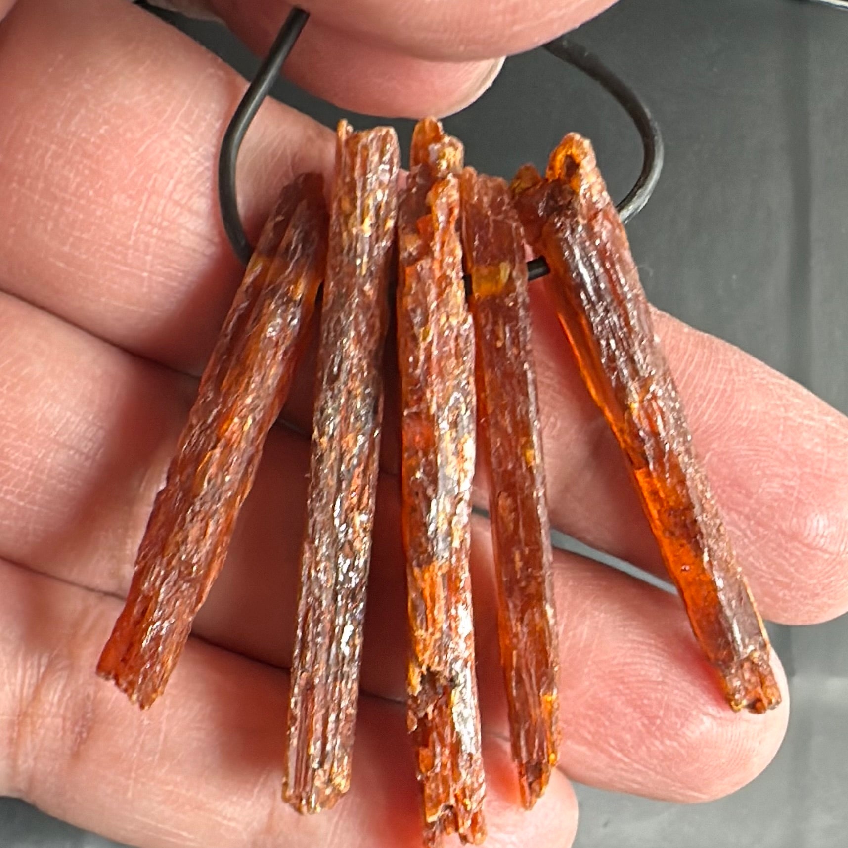 Orange Kyanite Crystals, Drilled, 5 pc lot, price for all 5, the lot you are viewing is the exact lot you are buying