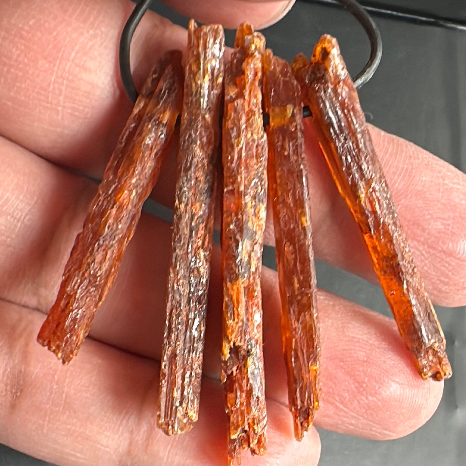 Orange Kyanite Crystals, Drilled, 5 pc lot, price for all 5, the lot you are viewing is the exact lot you are buying