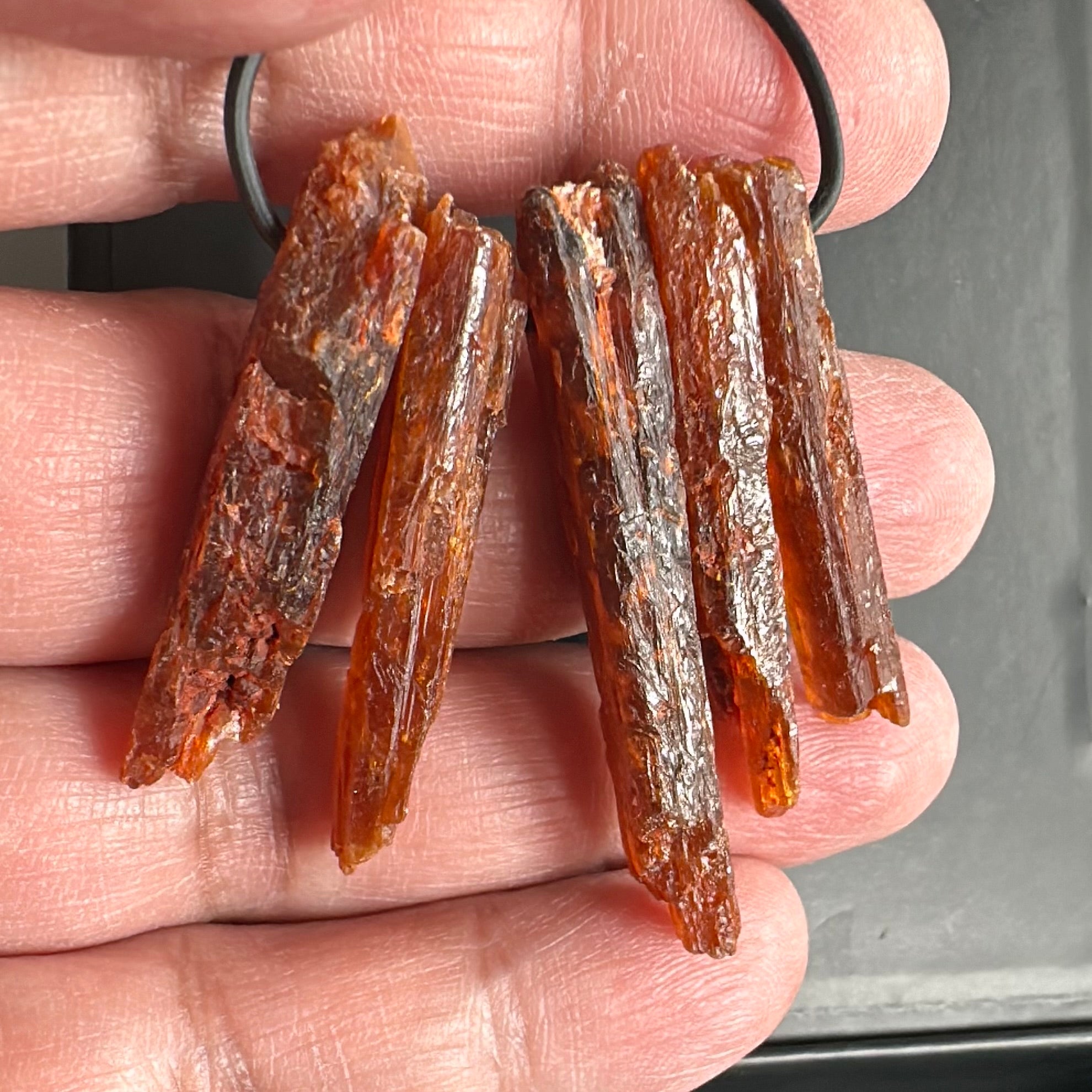 Orange Kyanite Crystals, Drilled, 5 pc lot, price for all 5, the lot you are viewing is the exact lot you are buying