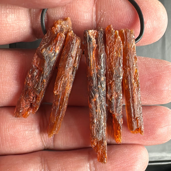 Orange Kyanite Crystals, Drilled, 5 pc lot, price for all 5, the lot you are viewing is the exact lot you are buying