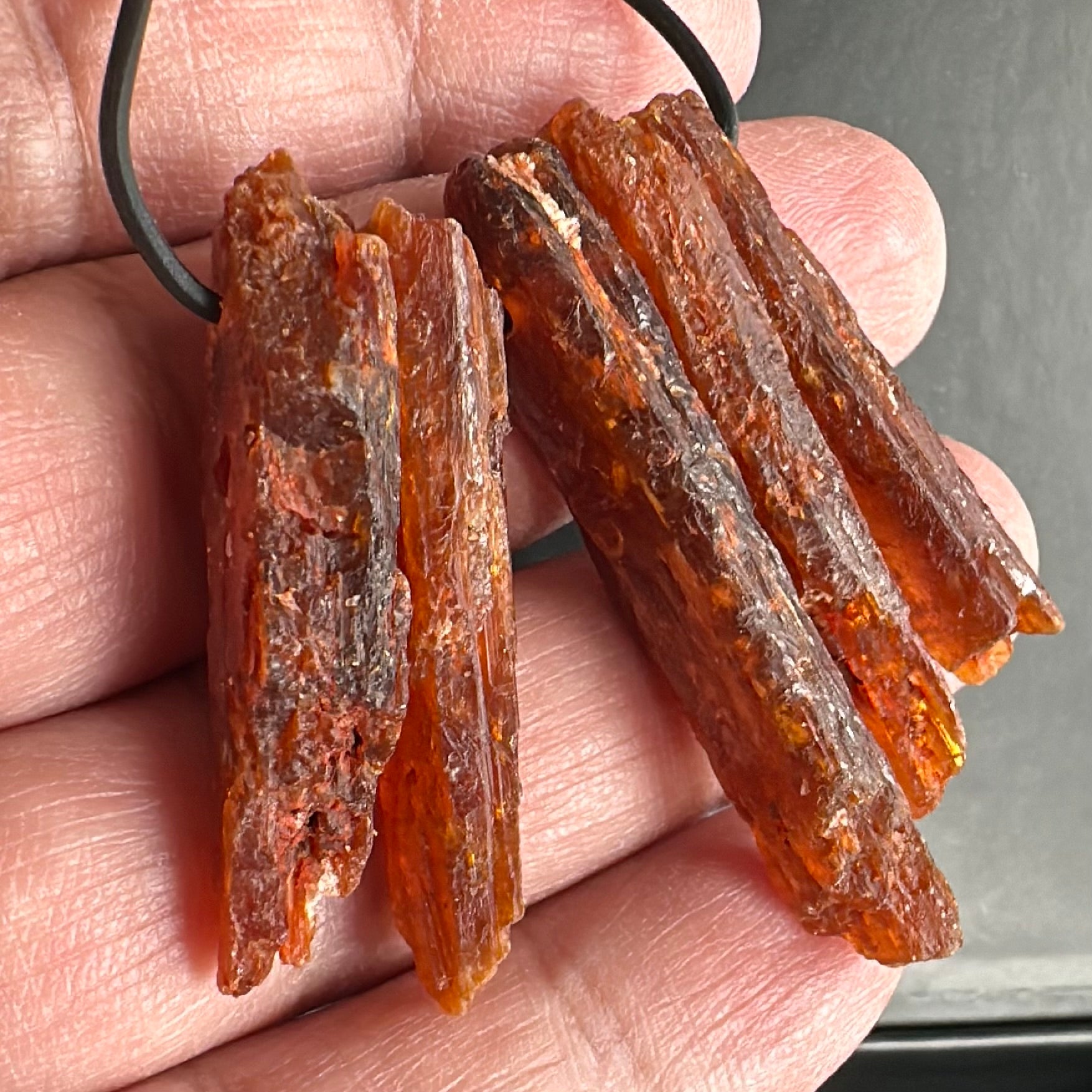 Orange Kyanite Crystals, Drilled, 5 pc lot, price for all 5, the lot you are viewing is the exact lot you are buying