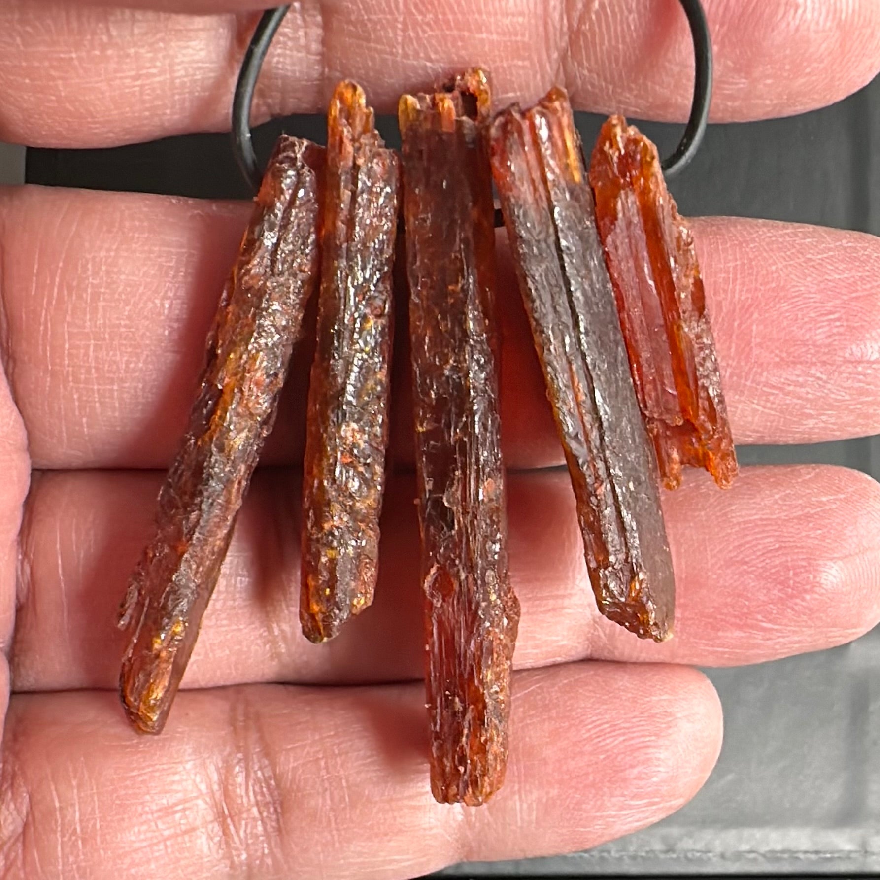 Orange Kyanite Crystals, Drilled, 5 pc lot, price for all 5, the lot you are viewing is the exact lot you are buying