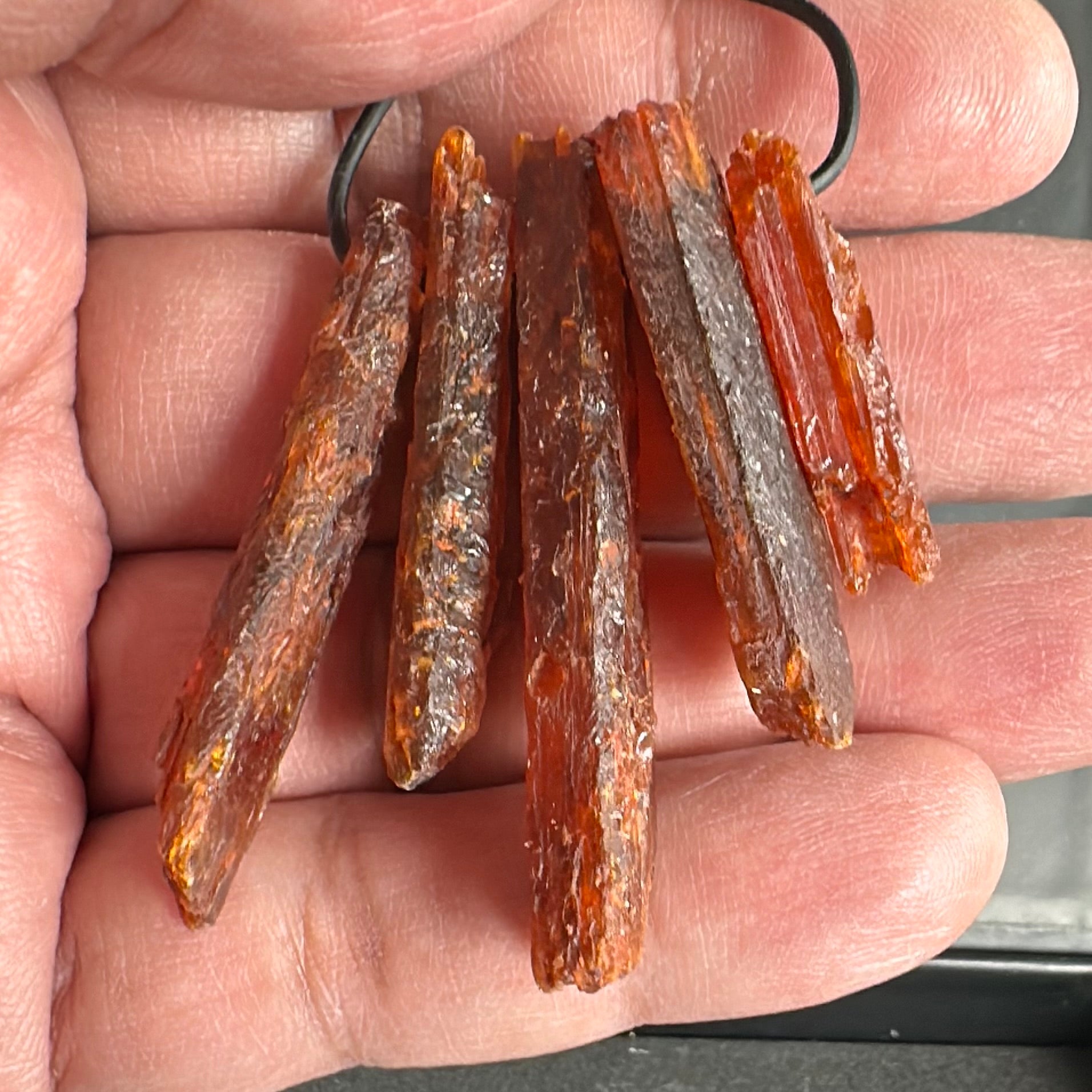 Orange Kyanite Crystals, Drilled, 5 pc lot, price for all 5, the lot you are viewing is the exact lot you are buying