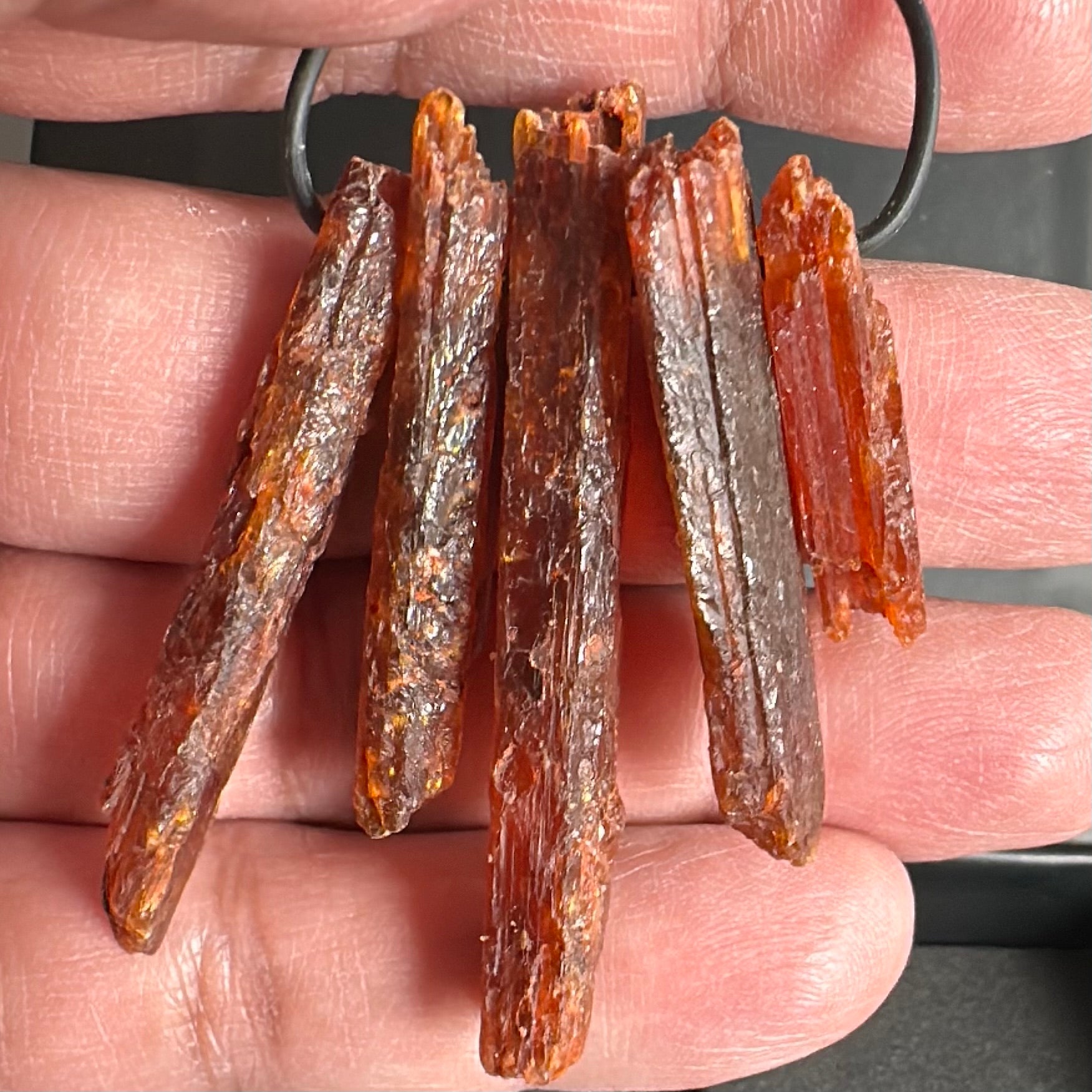 Orange Kyanite Crystals, Drilled, 5 pc lot, price for all 5, the lot you are viewing is the exact lot you are buying