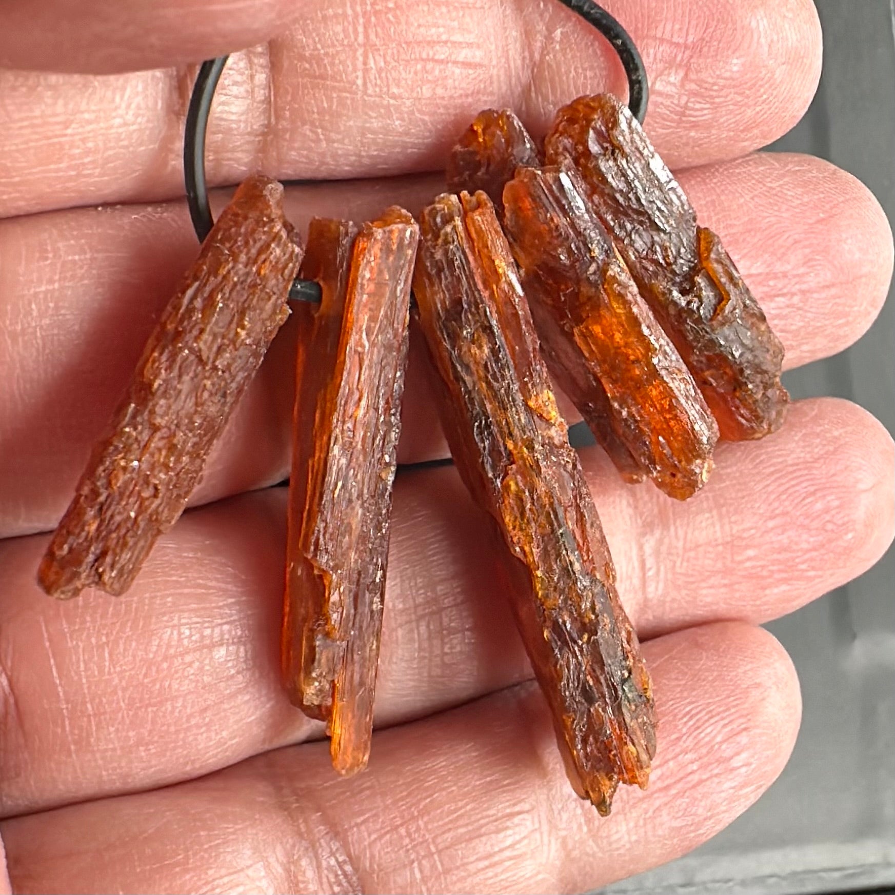 Orange Kyanite Crystals, Drilled, 5 pc lot, price for all 5, the lot you are viewing is the exact lot you are buying