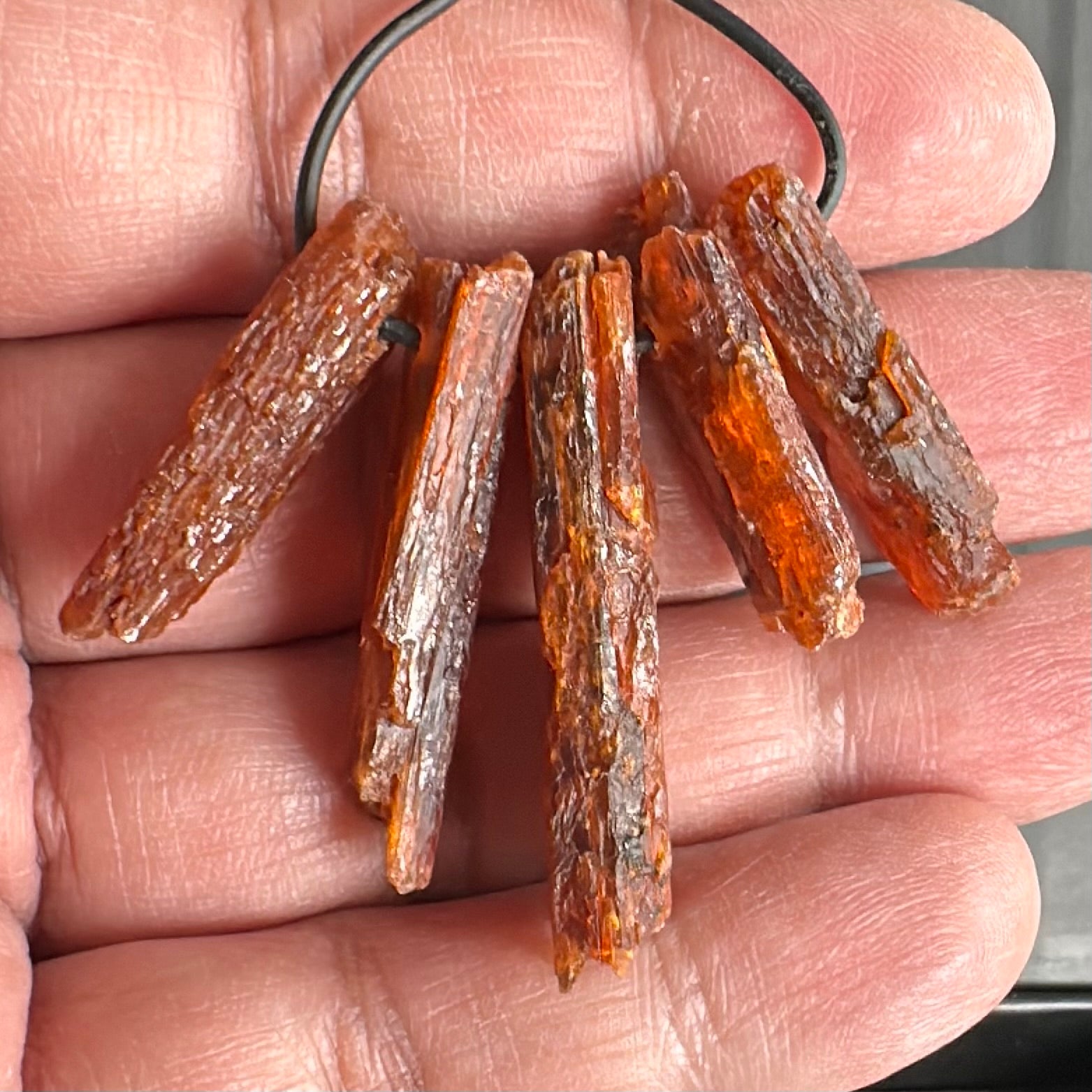 Orange Kyanite Crystals, Drilled, 5 pc lot, price for all 5, the lot you are viewing is the exact lot you are buying