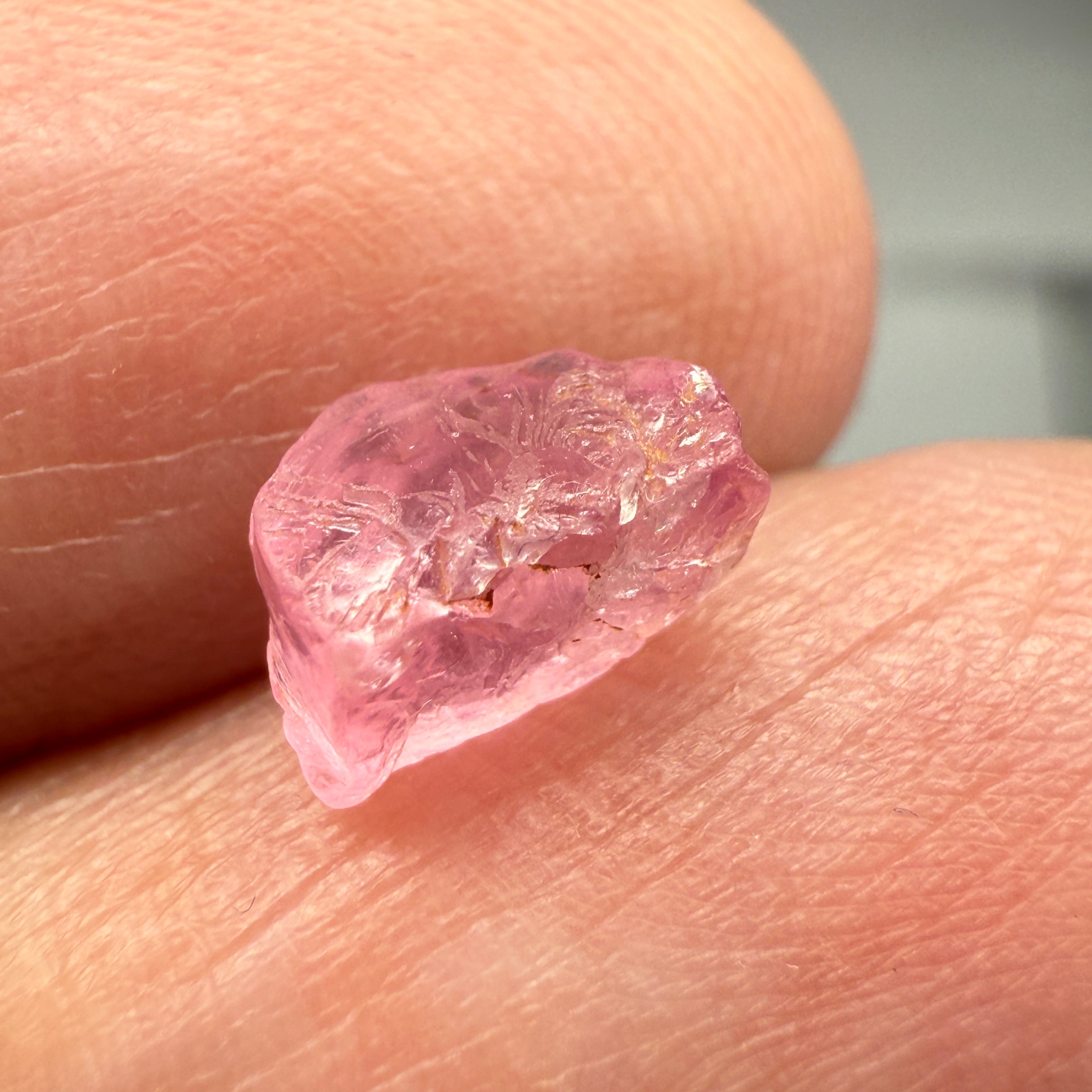 Pink Spinel, Sleepy Baby Pink Colour, 1.68ct, Tanzania, Untreated Unheated. No cracks, just silk giving a milky effect