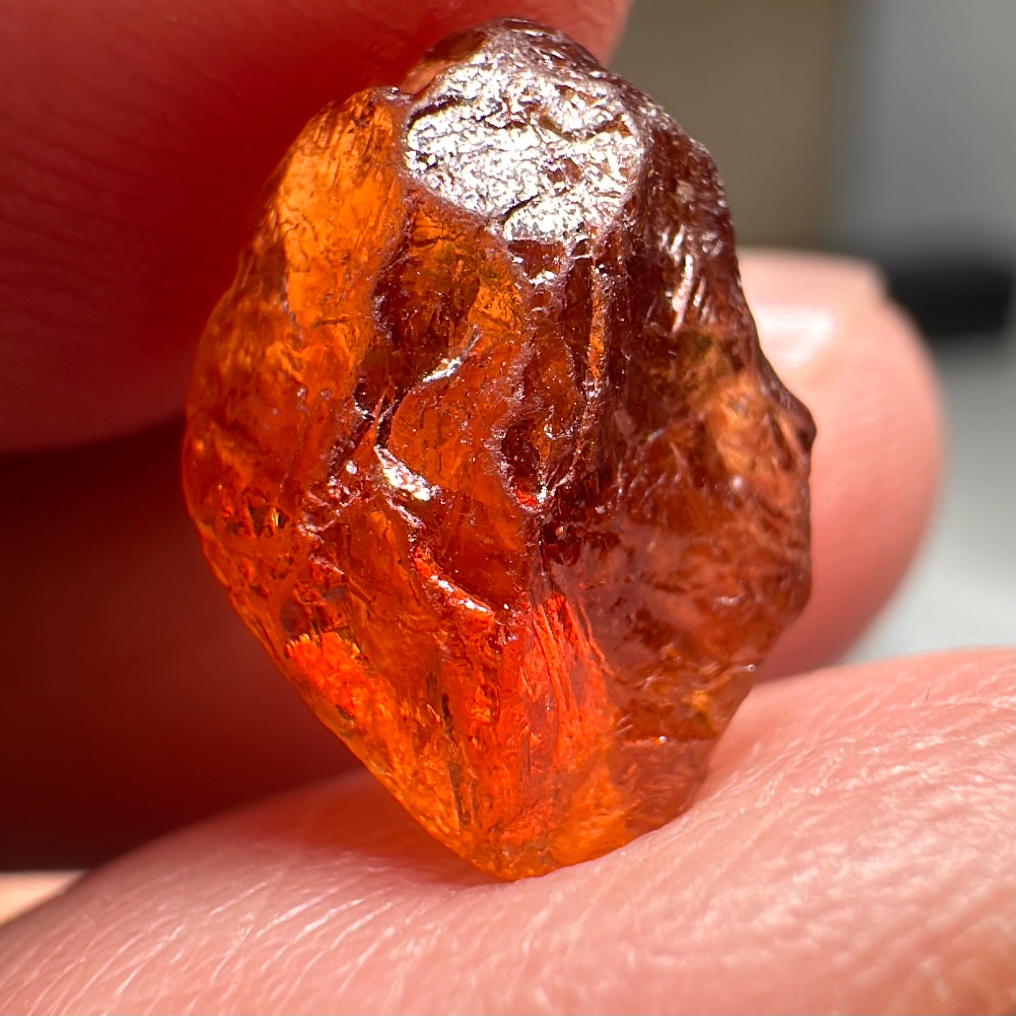 Mandarin Carrot Colour Spessartite Garnet, 5.51ct, Loliondo, Tanzania. Untreated Unheated. Slight crack on outside coming 2mm into stone, rest very slight sugar