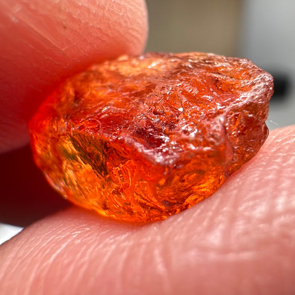 Mandarin Carrot Colour Spessartite Garnet, 5.51ct, Loliondo, Tanzania. Untreated Unheated. Slight crack on outside coming 2mm into stone, rest very slight sugar