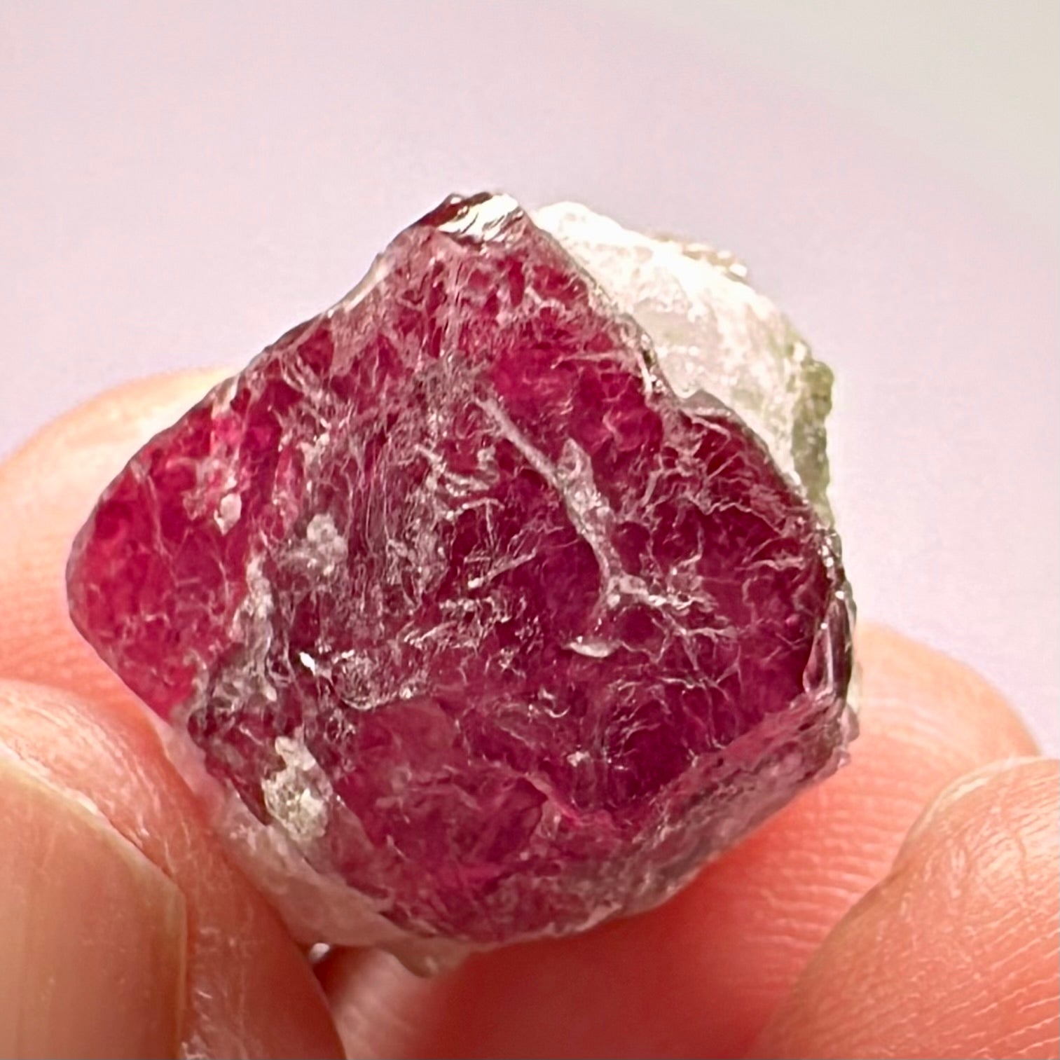 Gemmy portions 55.80ct Mahenge Spinel Crystal, Tanzania, Unheated Unheated, see the pictures with the light shined in