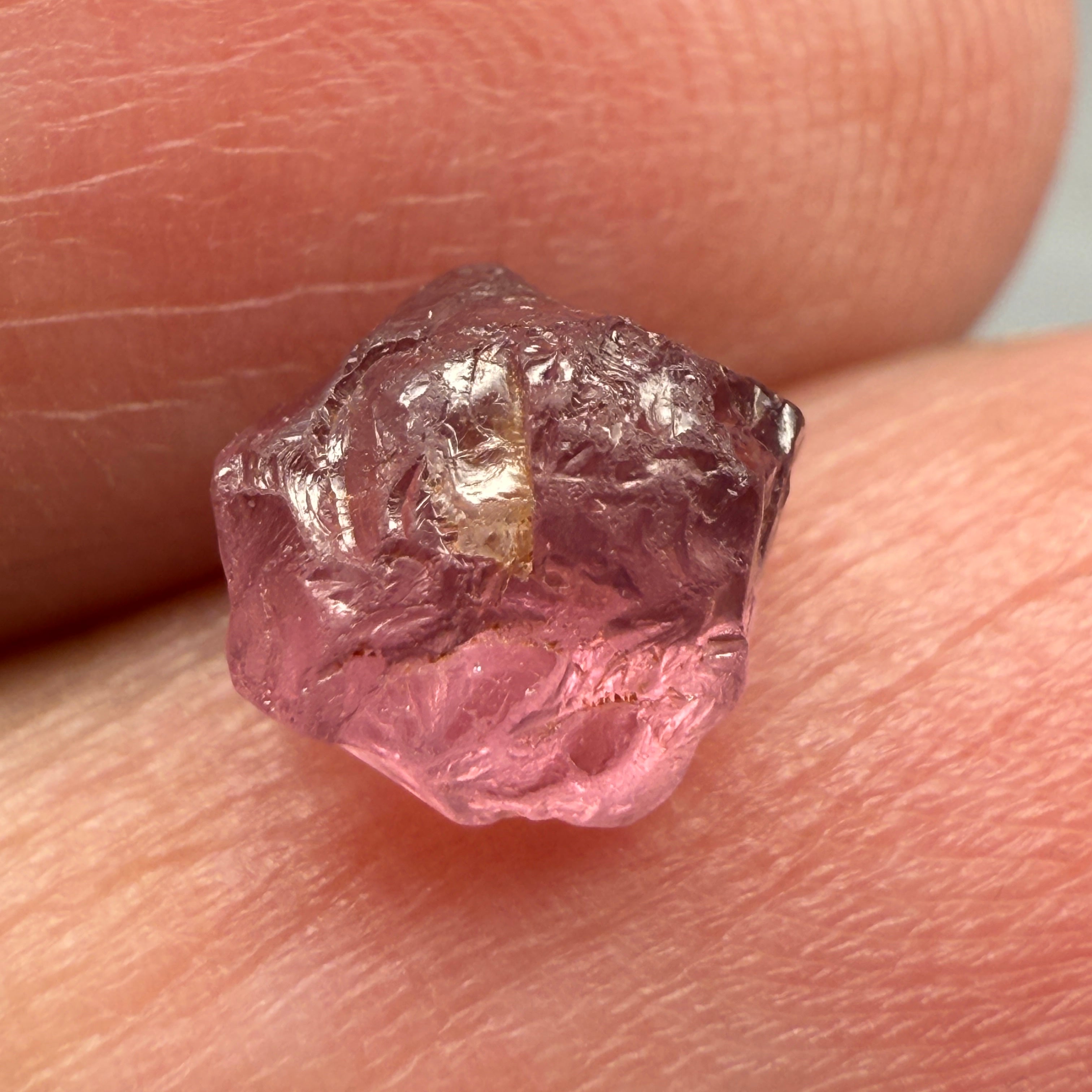Pink Spinel, Sleepy Baby Pink Colour, 1.70ct, Tanzania, Untreated Unheated. No cracks, just silk giving a milky effect, complicated shape, see pics