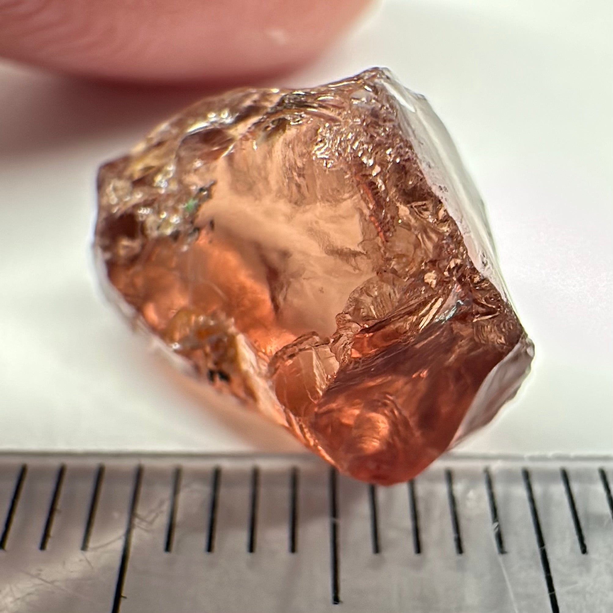 Peach Malaya Garnet, 9.06ct, vvs-if (no inclusions cracks or bubbles) with slight silk but clean to the unaided eye,  Unheated Untreated, Umba Valley Tanzania