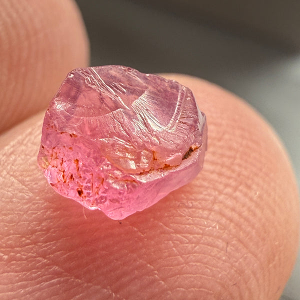 Pink Spinel, Sleepy Baby Pink Colour, 1.35ct, Tanzania, Untreated Unheated. No cracks, just silk giving a milky effect. Flat shape - see pics