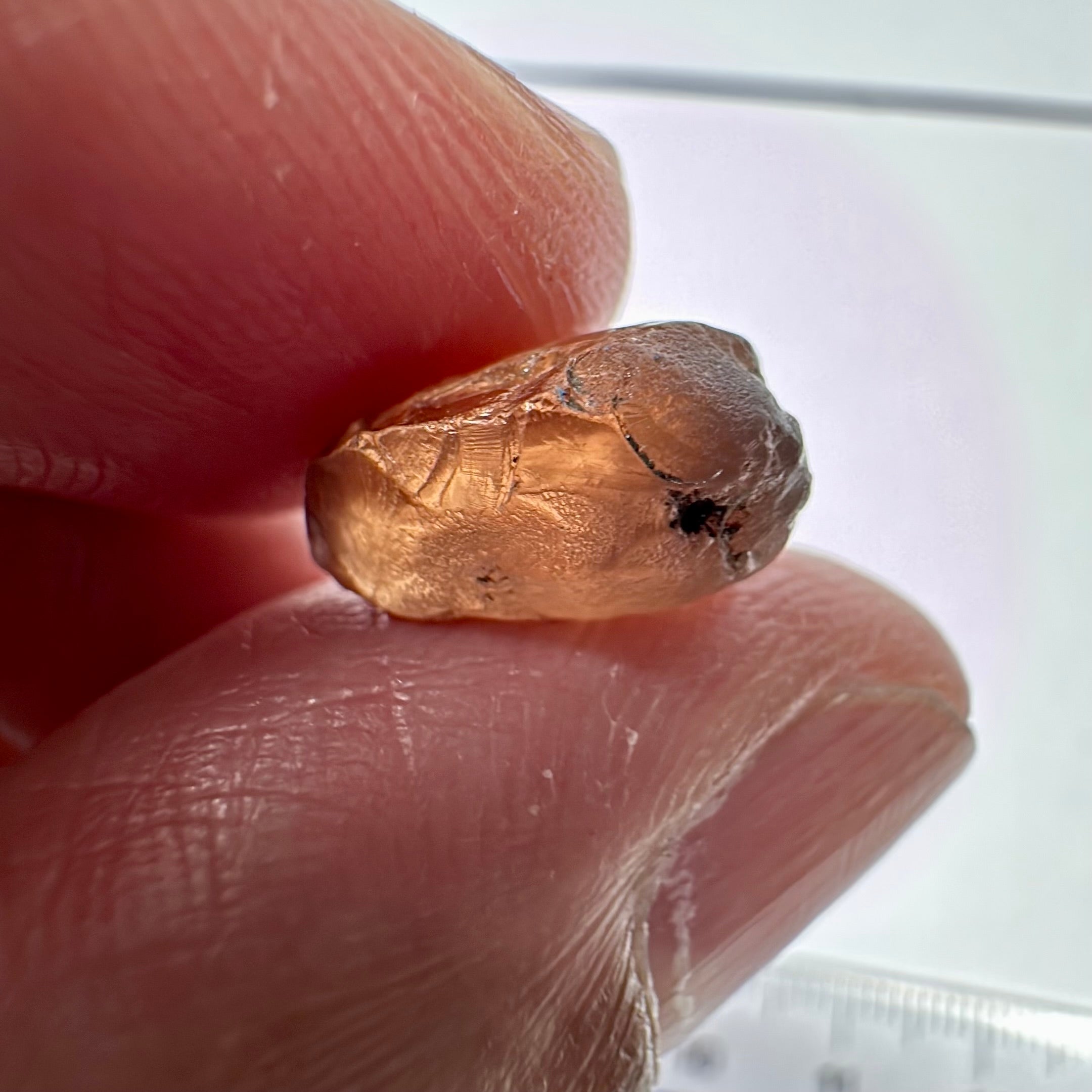 Peach Malaya Garnet, 8.40ct, vvs-if (no inclusions cracks or bubbles) with silk, Unheated Untreated, Umba Valley Tanzania. Shape is a little flat, see pictures to get the exact idea of depth