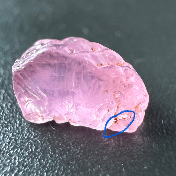 Pink Spinel, Sleepy Baby Pink Colour, 1.68ct, Tanzania, Untreated Unheated, silk giving a milky effect. Very slight crack on the outside of the stone