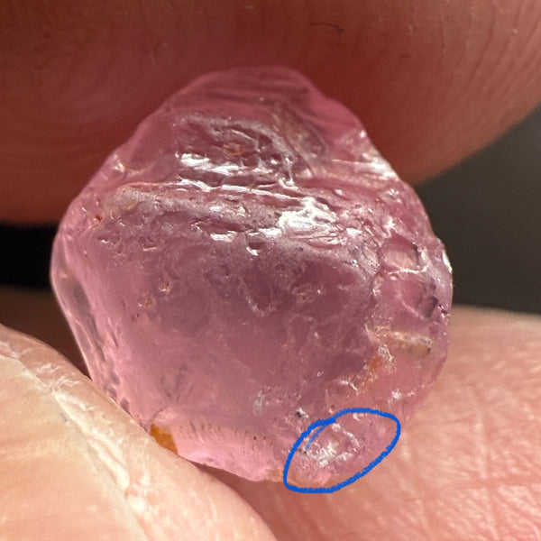 Pink Spinel, Sleepy Baby Pink Colour, 2.69ct, Tanzania, Untreated Unheated, silk giving a milky effect. Very slight crack on the outside of the stone, flattish shape