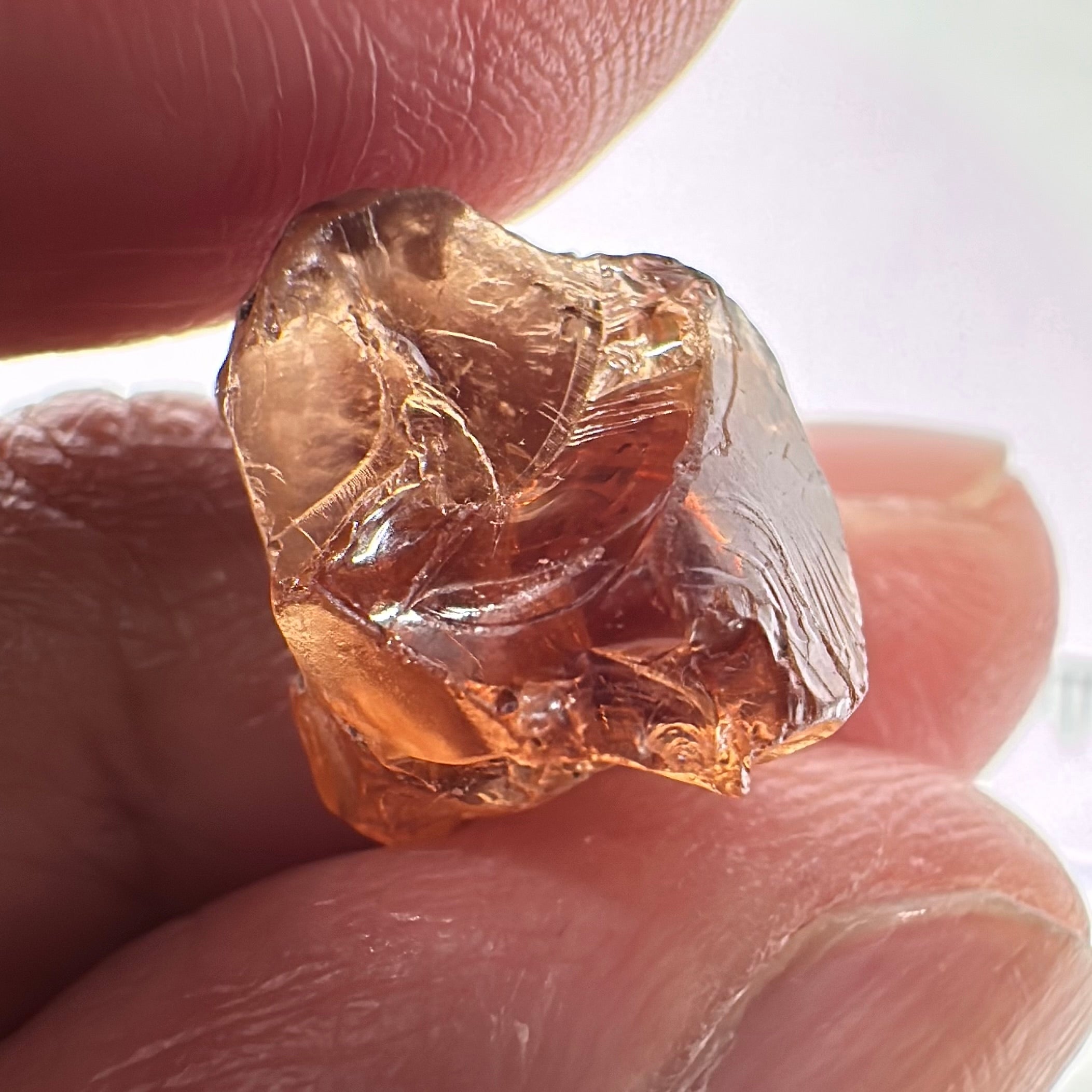 Peach Malaya Garnet, 9.53ct, vvs, slight silk but complicated shape, see pictures,  Unheated Untreated, Umba Valley Tanzania