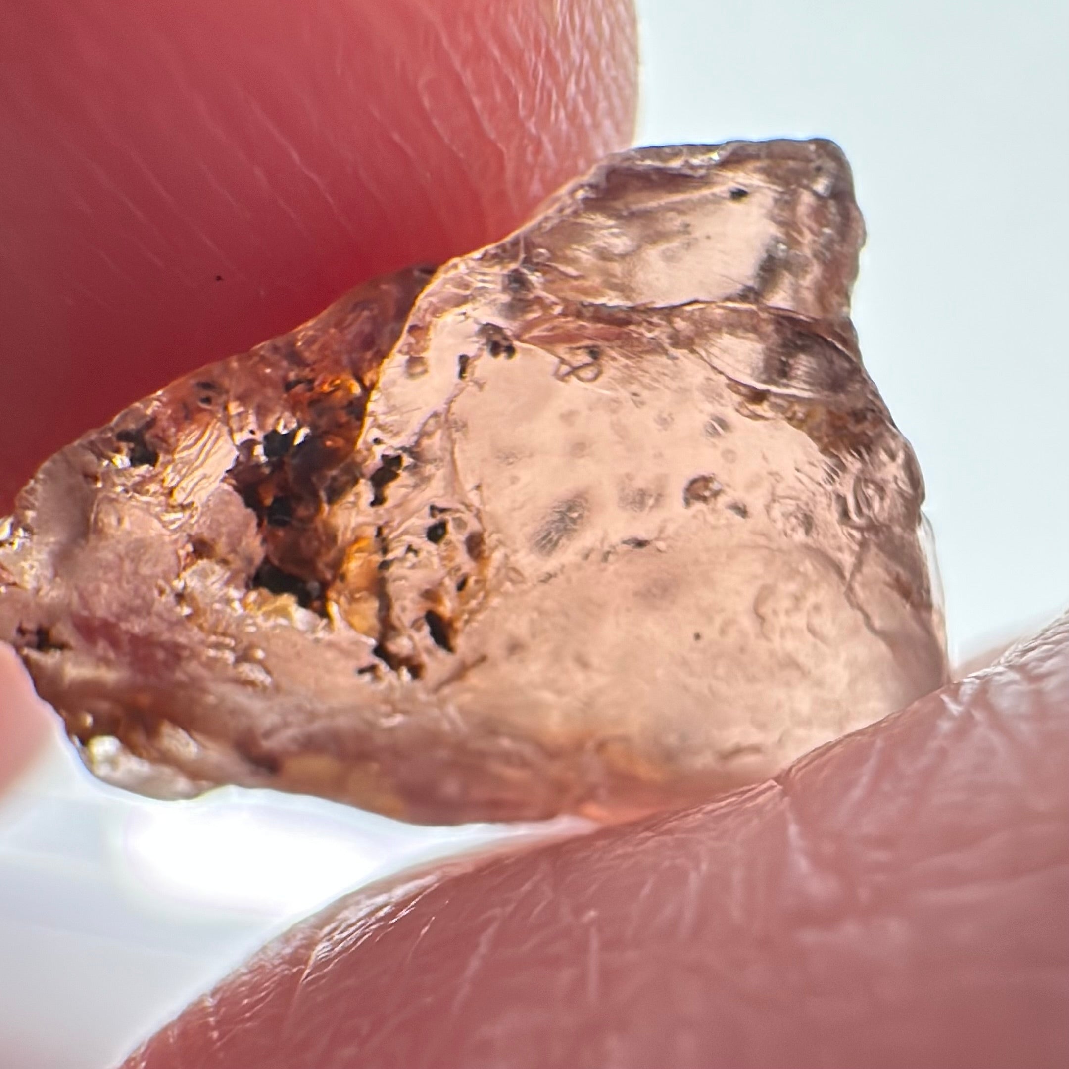 Peach Malaya Garnet, 8.75ct, spots throughout the stone, Unheated Untreated, Umba Valley Tanzania