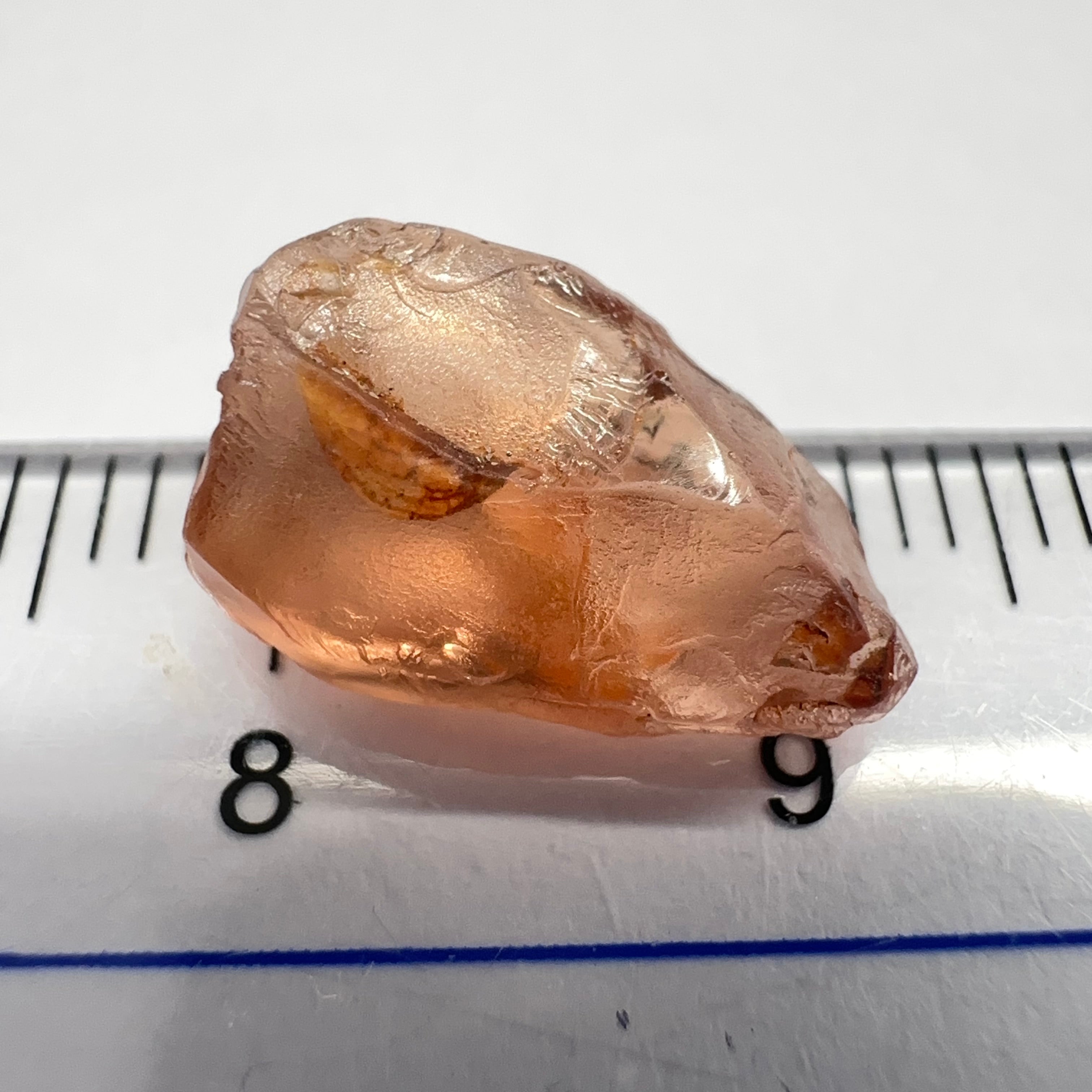 Peach Malaya Garnet, 5.84ct, vvs-if but flattish, Unheated Untreated, Umba Valley Tanzania