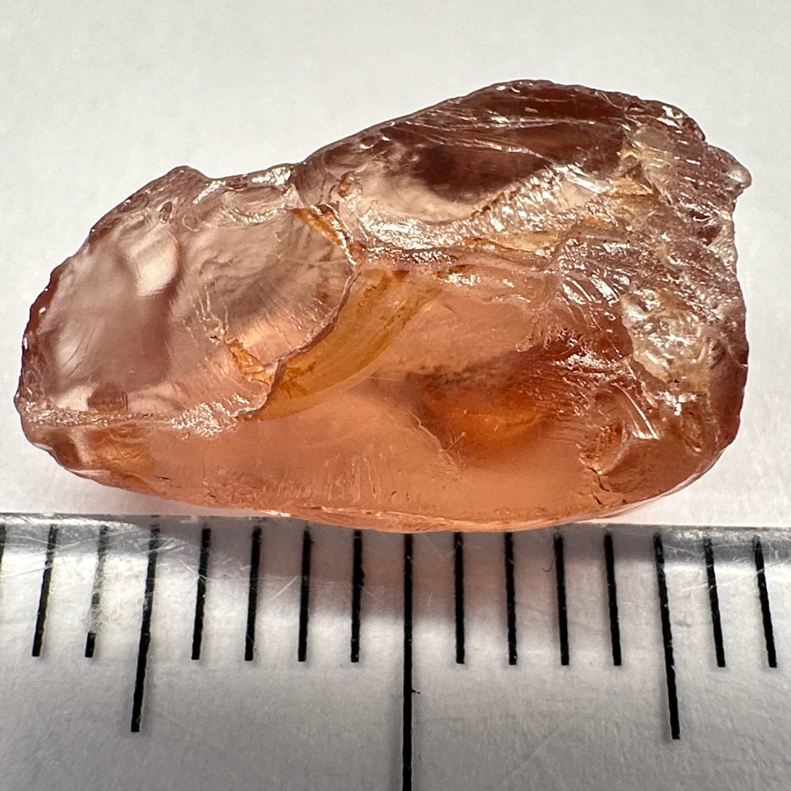 Peach Malaya Garnet, 5.84ct, vvs-if but flattish, Unheated Untreated, Umba Valley Tanzania