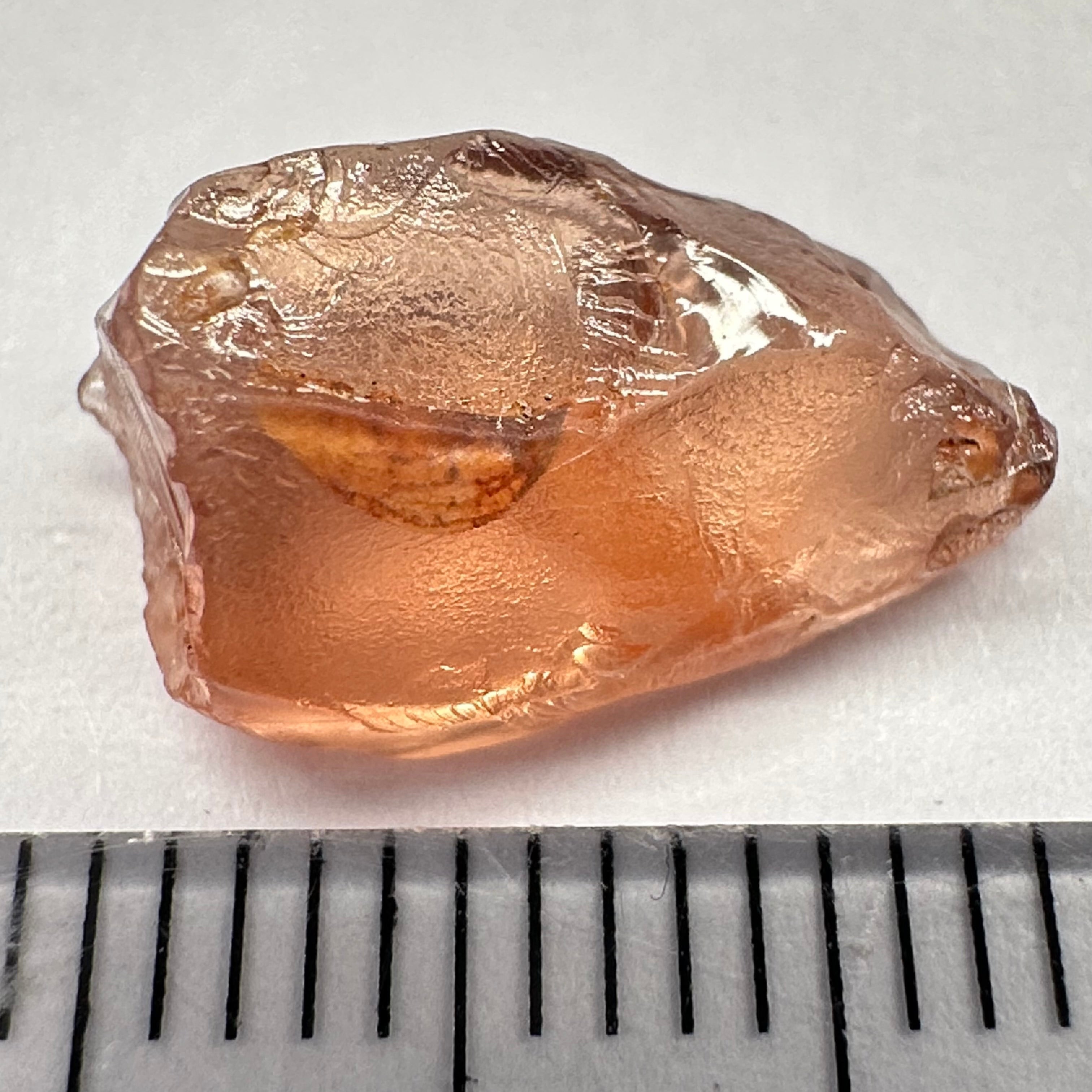 Peach Malaya Garnet, 5.84ct, vvs-if but flattish, Unheated Untreated, Umba Valley Tanzania