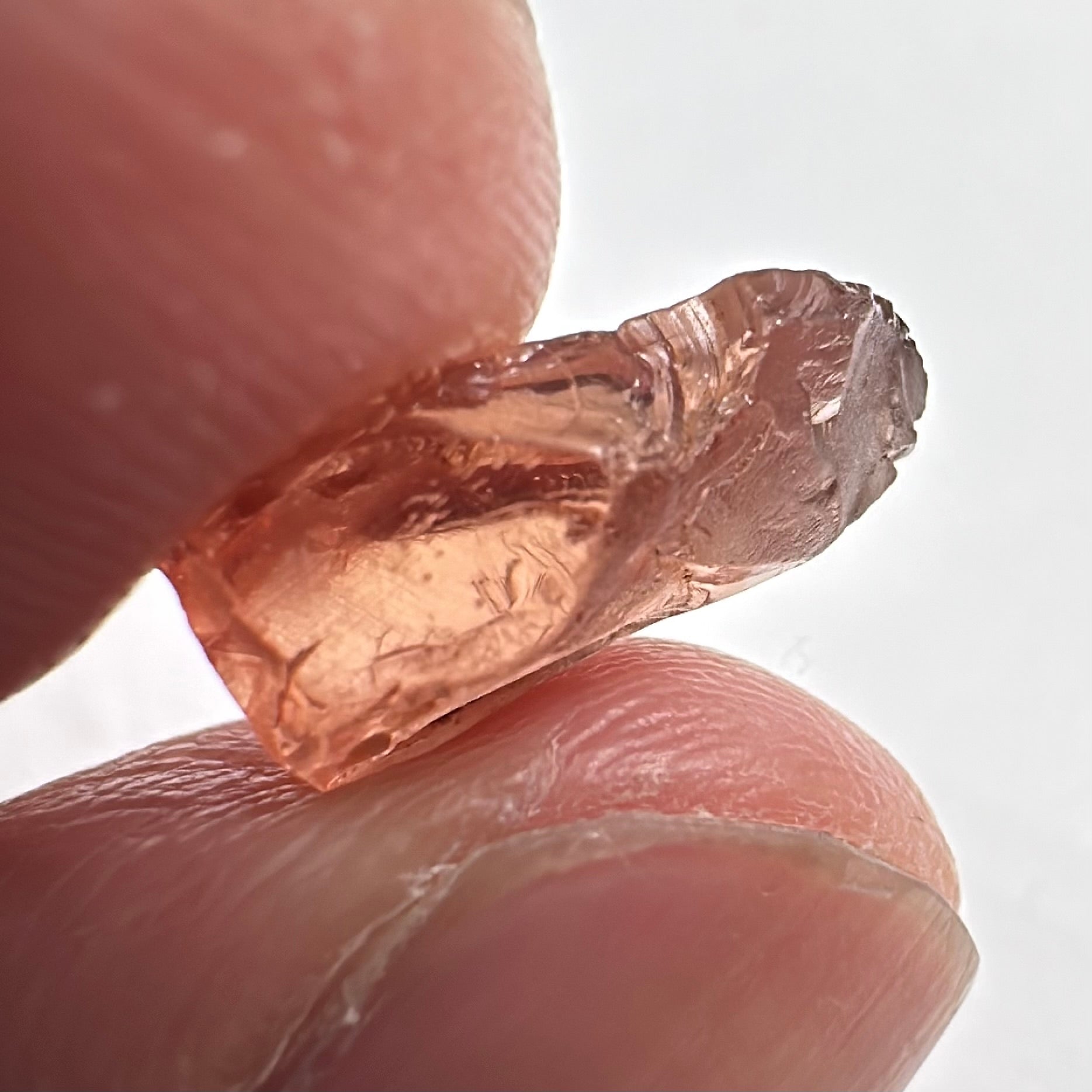 Peach Malaya Garnet, 5.84ct, vvs-if but flattish, Unheated Untreated, Umba Valley Tanzania