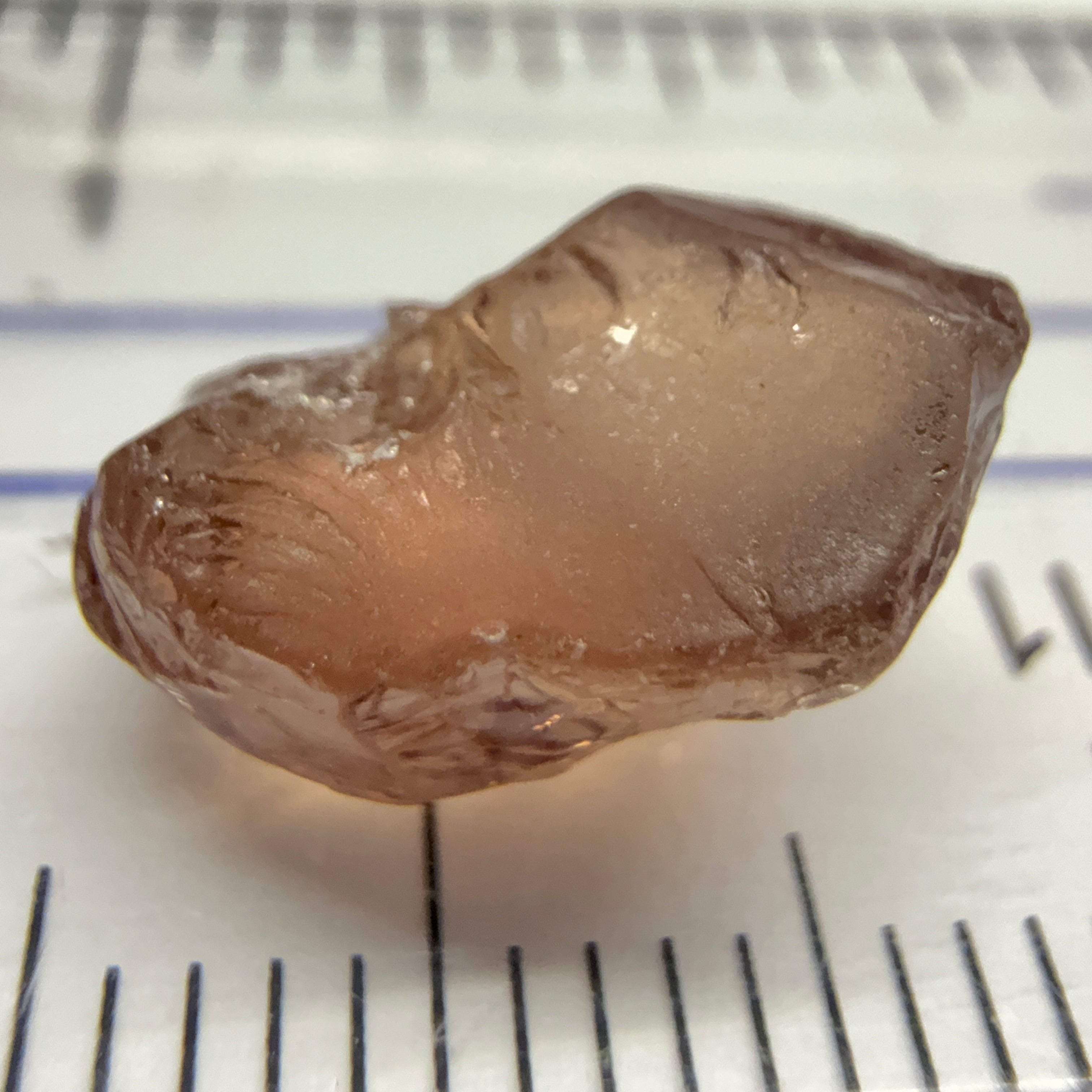 Peach Malaya Garnet, 5.87ct, slight issues on the outside, rest vvs, Unheated Untreated, Umba Valley Tanzania