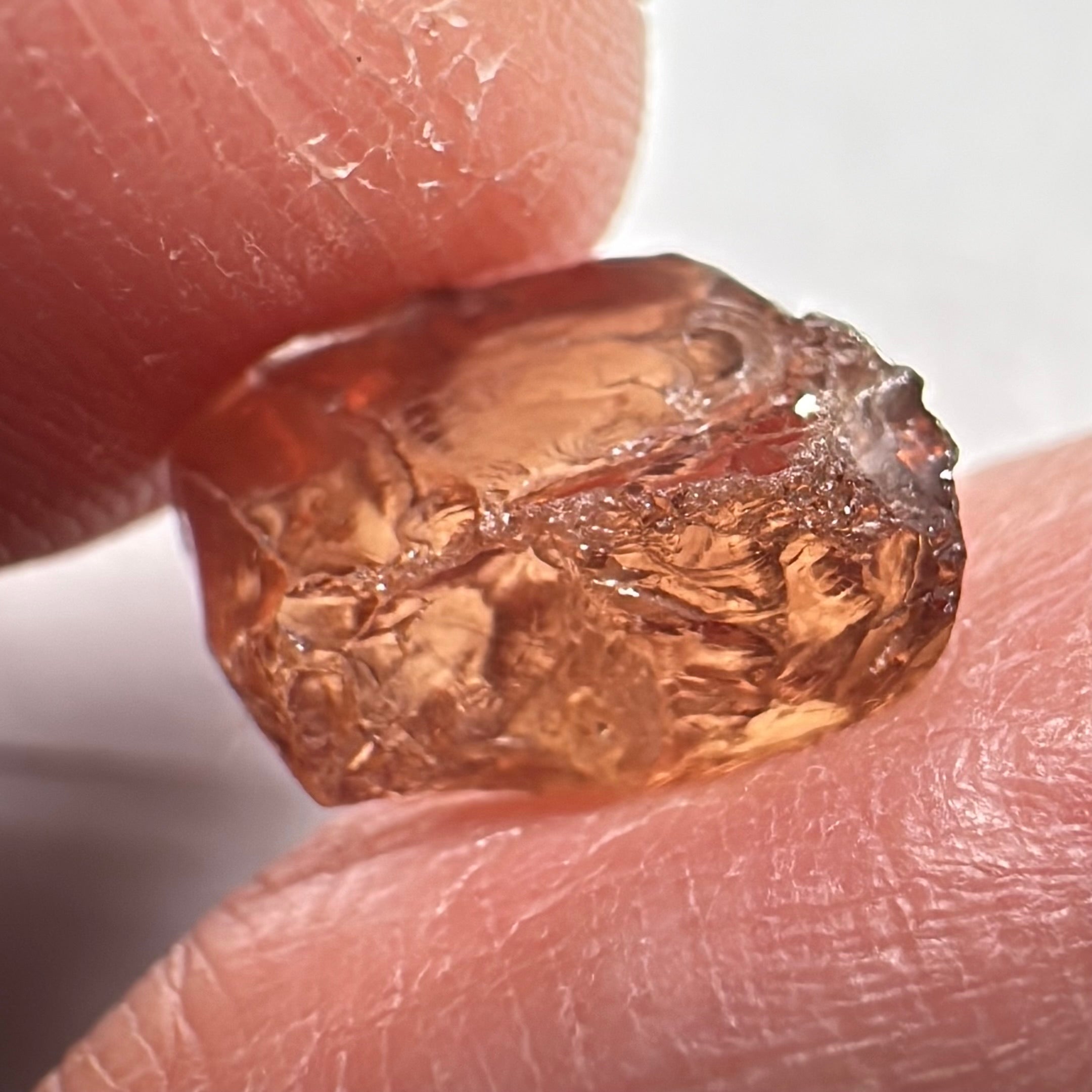 Peach Malaya Garnet, 5.97ct, vvs with 2 small spots on the outside, slight crack on skin, Unheated Untreated, Umba Valley Tanzania