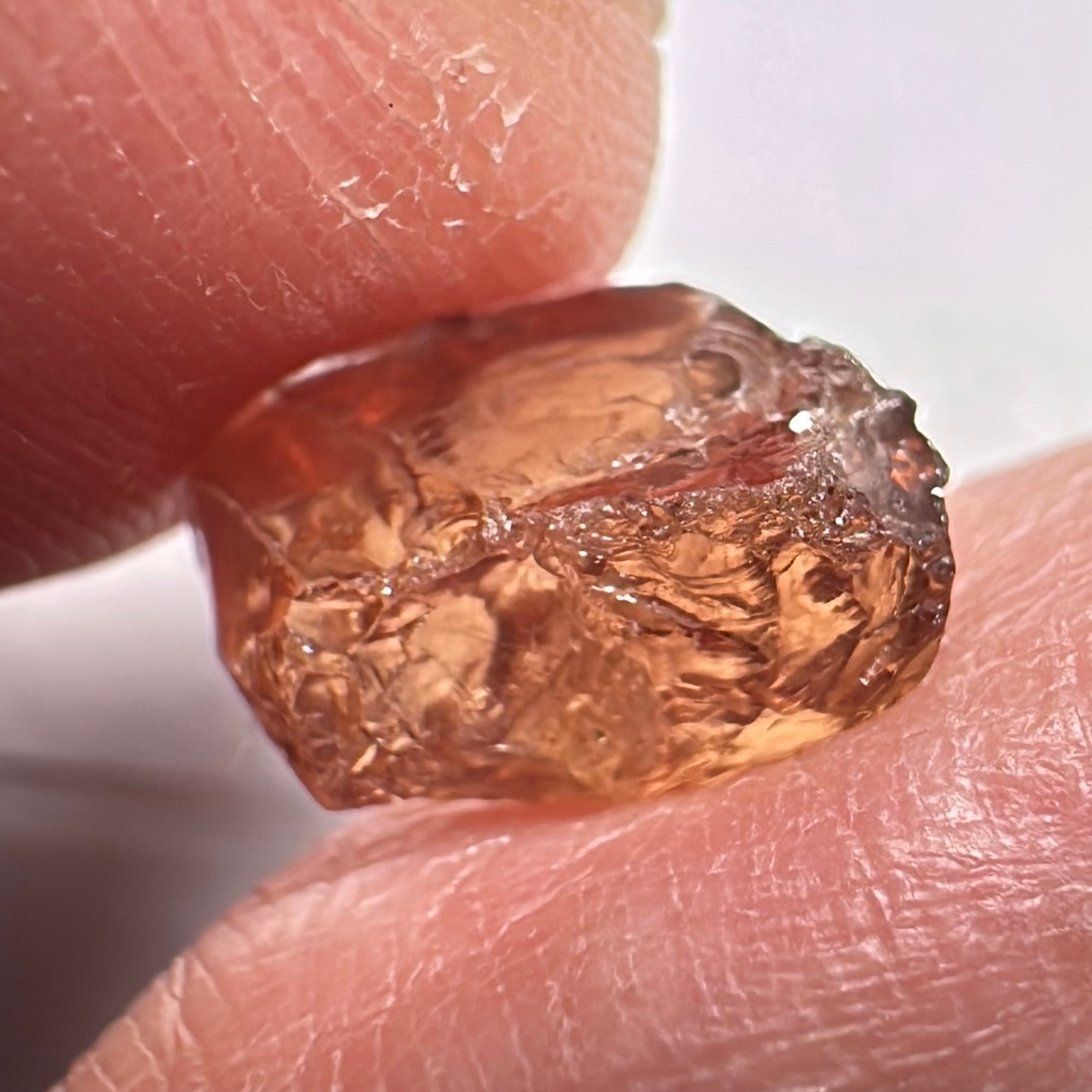 Peach Malaya Garnet, 5.97ct, vvs with 2 small spots on the outside, slight crack on skin, Unheated Untreated, Umba Valley Tanzania