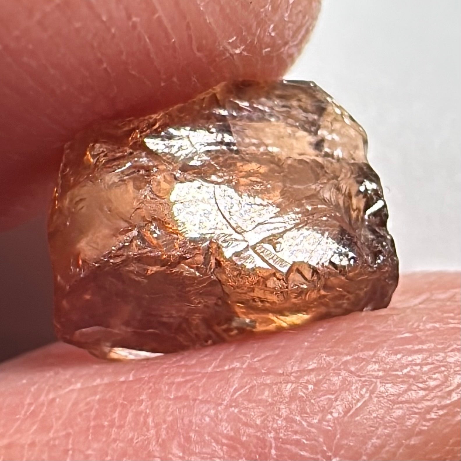 Peach Malaya Garnet, 5.97ct, vvs with 2 small spots on the outside, slight crack on skin, Unheated Untreated, Umba Valley Tanzania