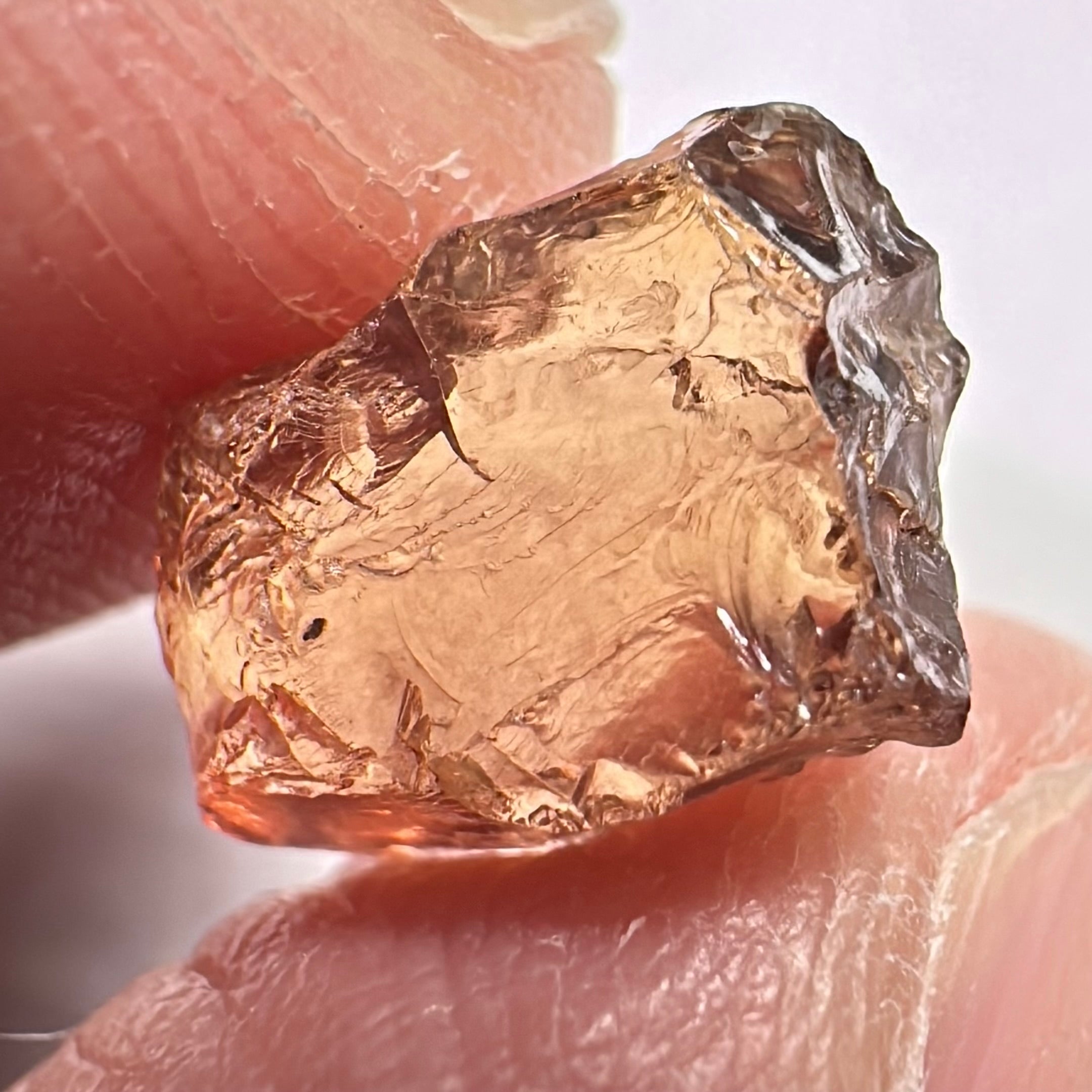 Peach Malaya Garnet, 5.97ct, vvs with 2 small spots on the outside, slight crack on skin, Unheated Untreated, Umba Valley Tanzania