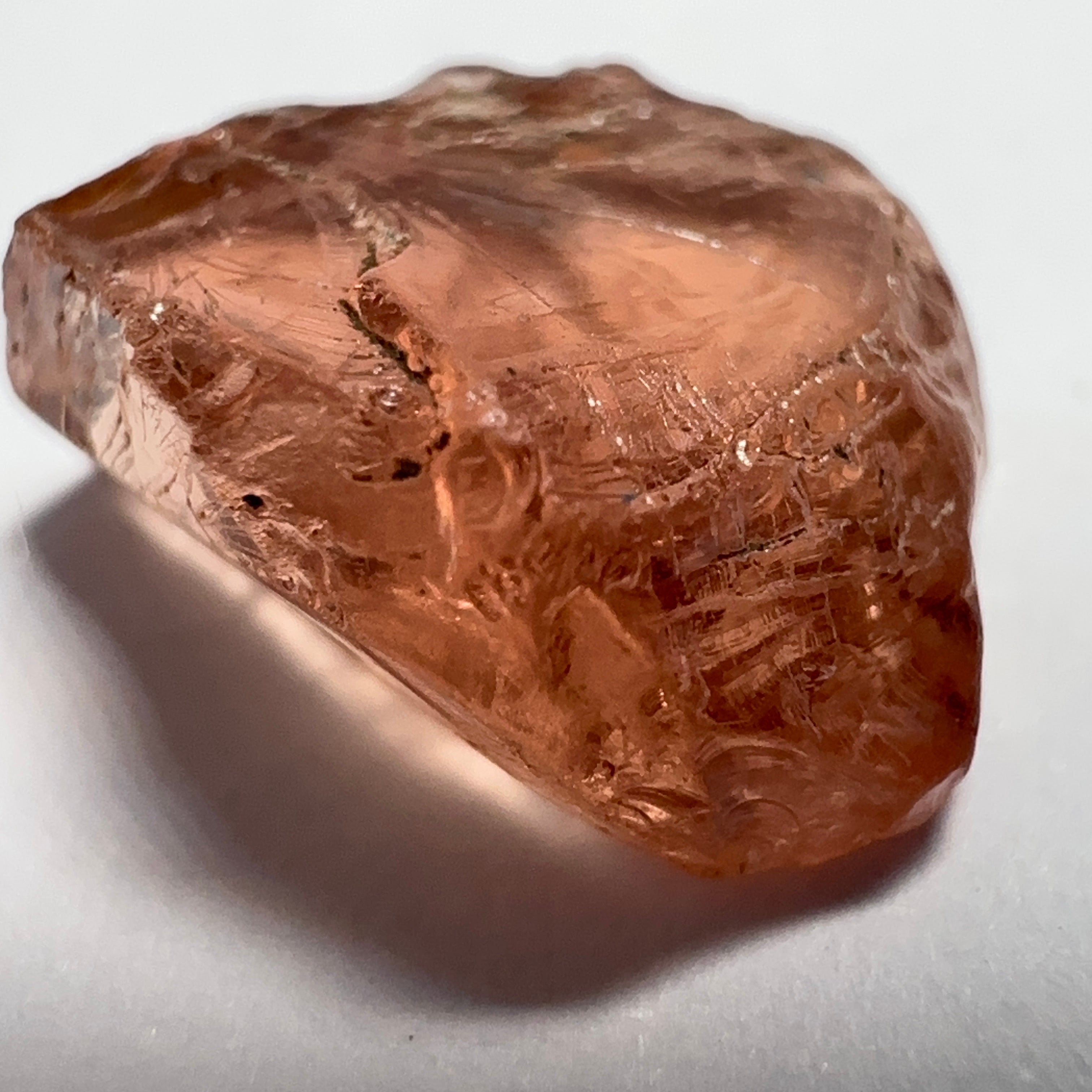 Peach Malaya Garnet, 4.69ct, vvs but flattish, Unheated Untreated, Umba Valley Tanzania