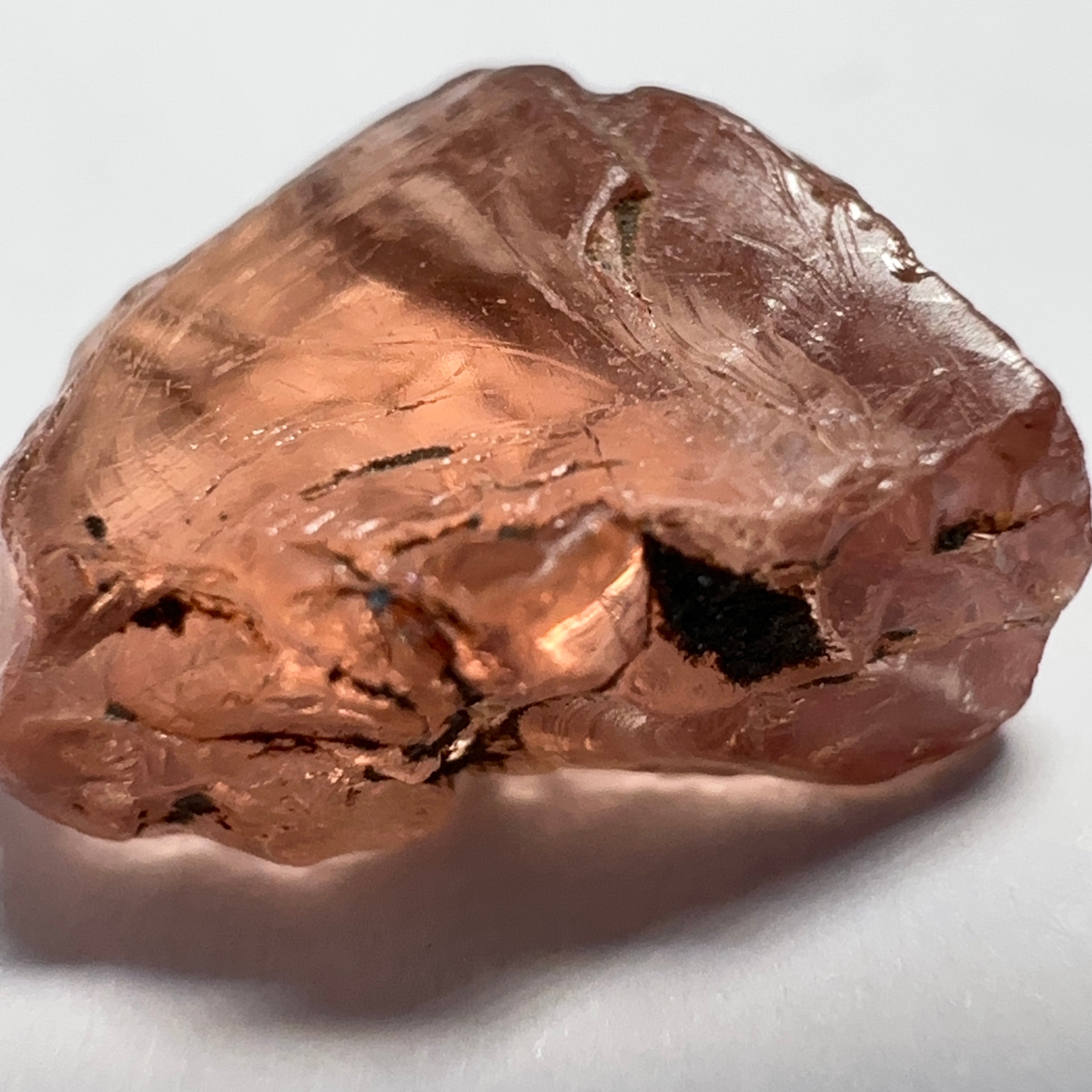 Peach Malaya Garnet, 4.69ct, vvs but flattish, Unheated Untreated, Umba Valley Tanzania