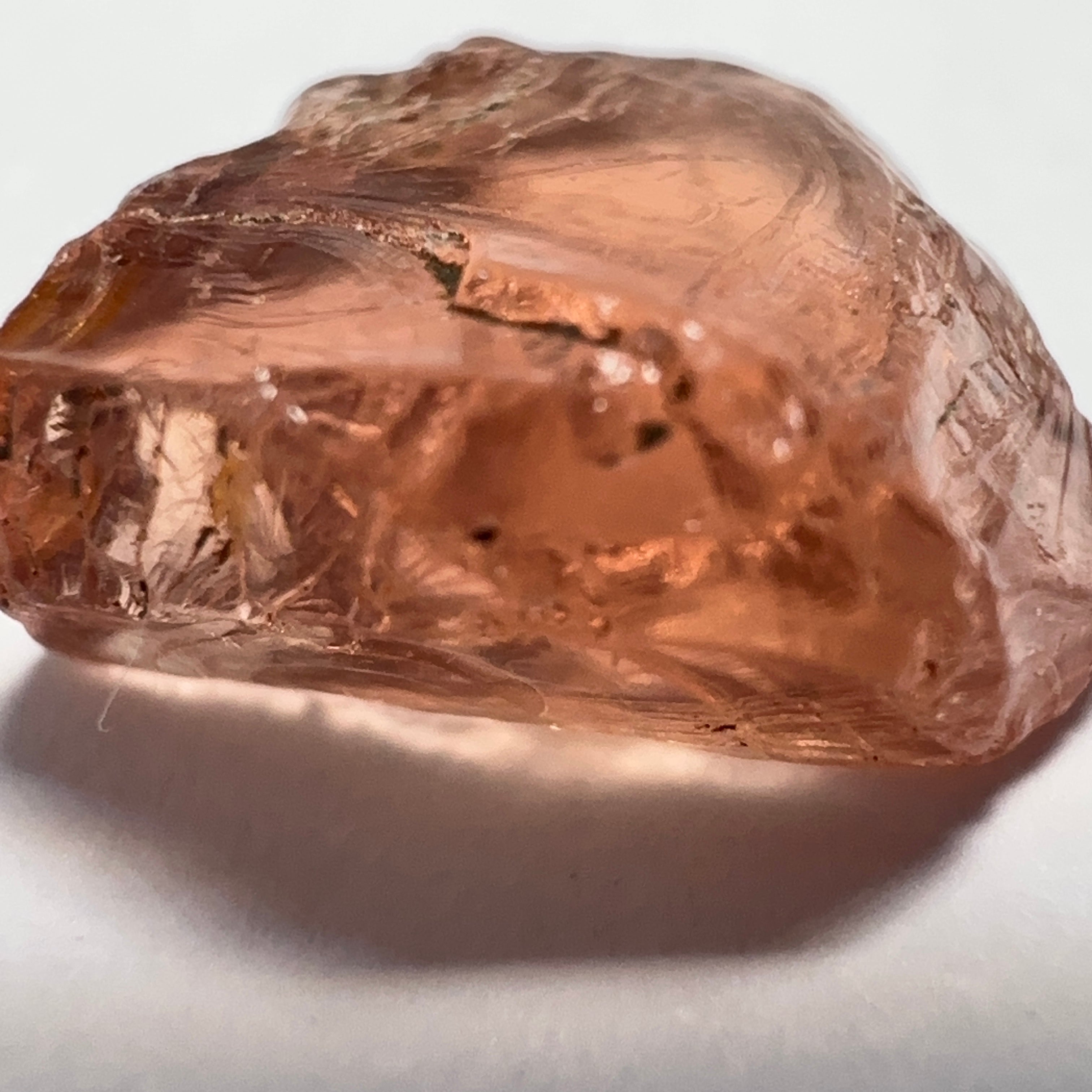 Peach Malaya Garnet, 4.69ct, vvs but flattish, Unheated Untreated, Umba Valley Tanzania