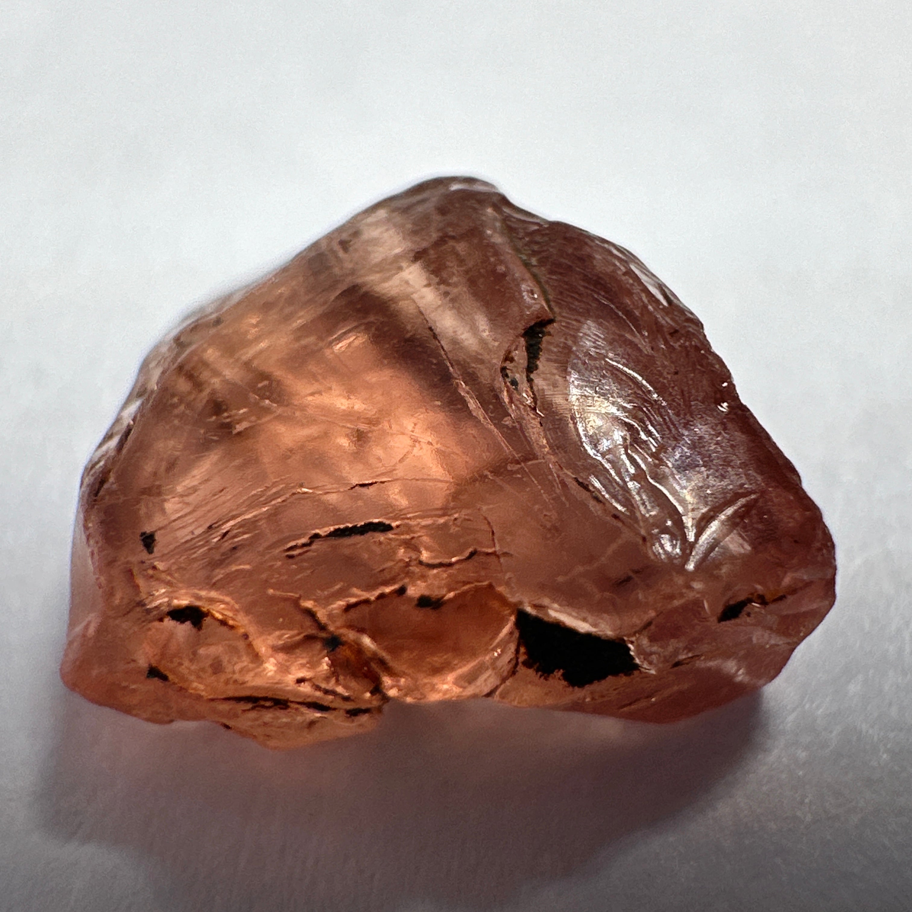 Peach Malaya Garnet, 4.69ct, vvs but flattish, Unheated Untreated, Umba Valley Tanzania