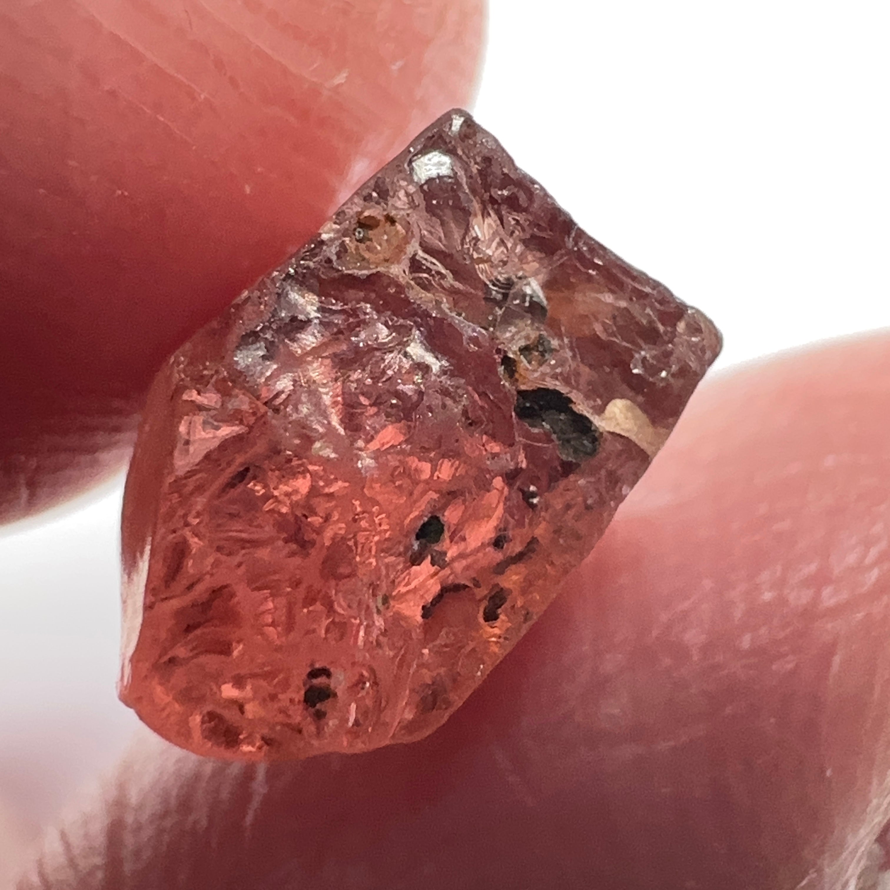 Peach Malaya Garnet, 8.75ct, spots throughout the stone, Unheated Untreated, Umba Valley Tanzania