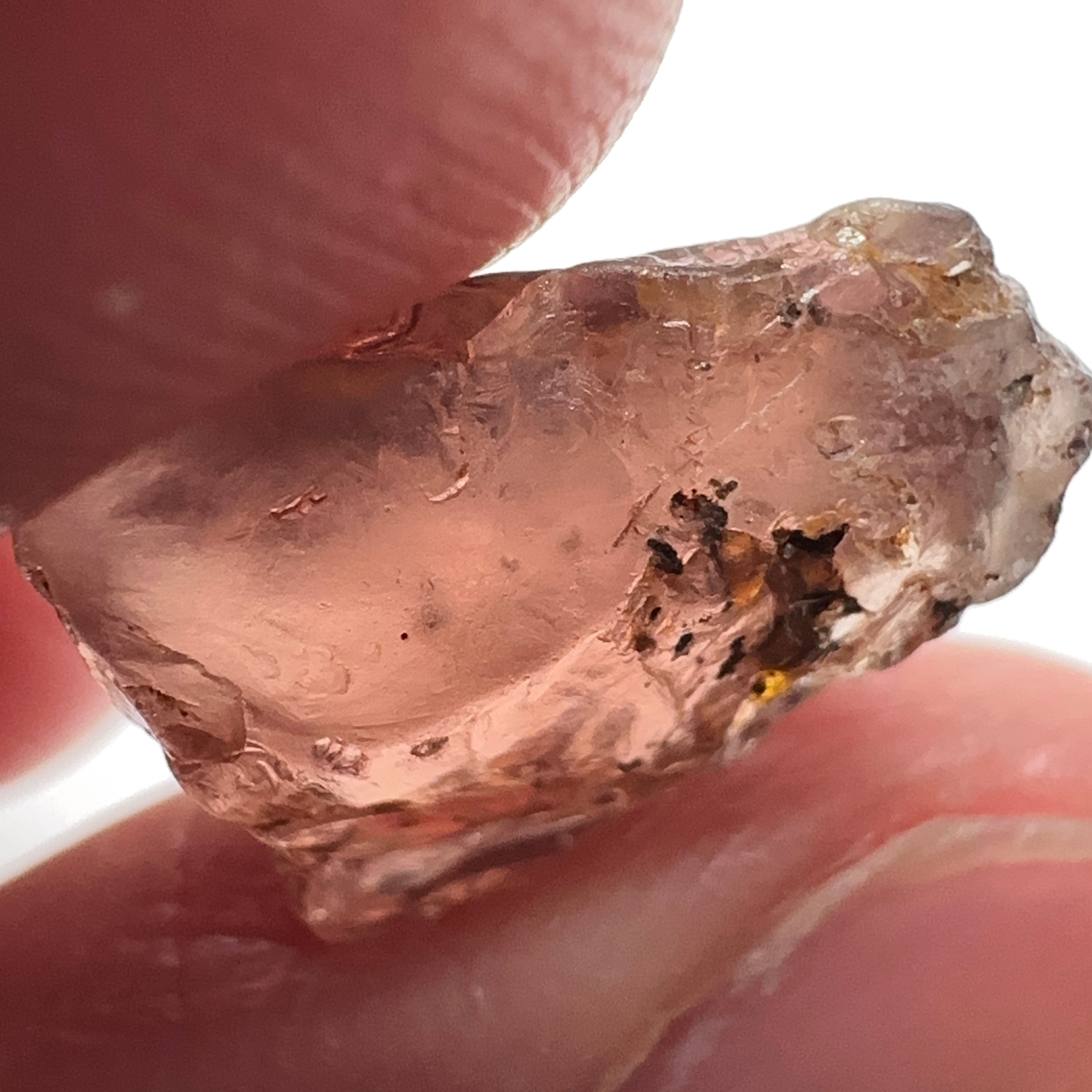 Peach Malaya Garnet, 8.75ct, spots throughout the stone, Unheated Untreated, Umba Valley Tanzania