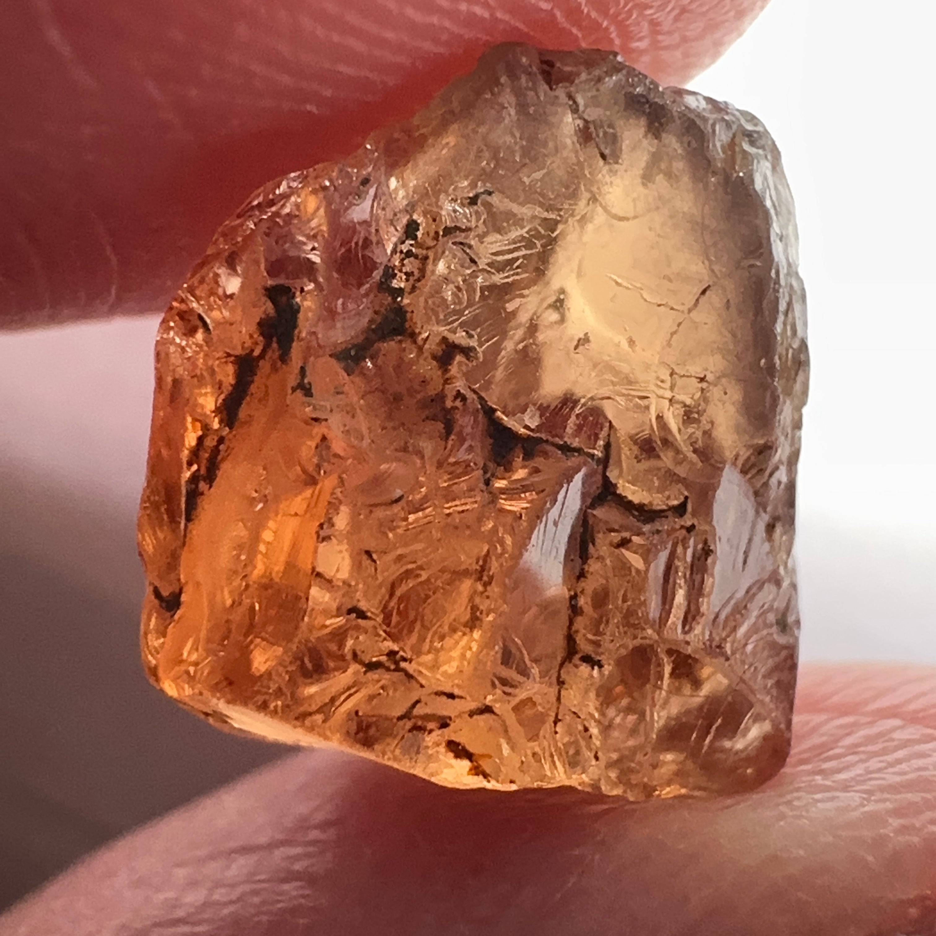 Peach Malaya Garnet, 9.53ct, vvs, slight silk but complicated shape, see pictures,  Unheated Untreated, Umba Valley Tanzania