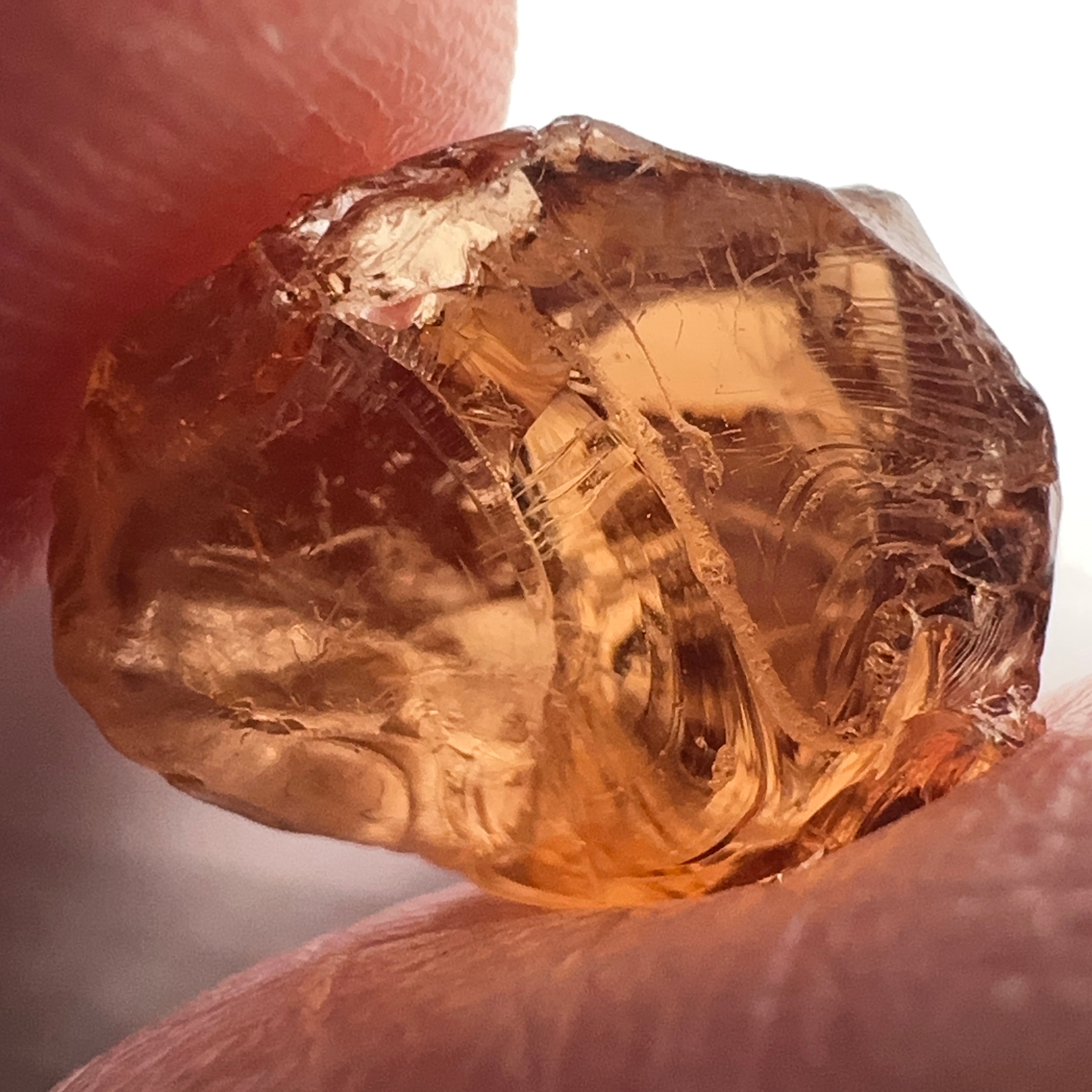 Peach Malaya Garnet, 9.53ct, vvs, slight silk but complicated shape, see pictures,  Unheated Untreated, Umba Valley Tanzania