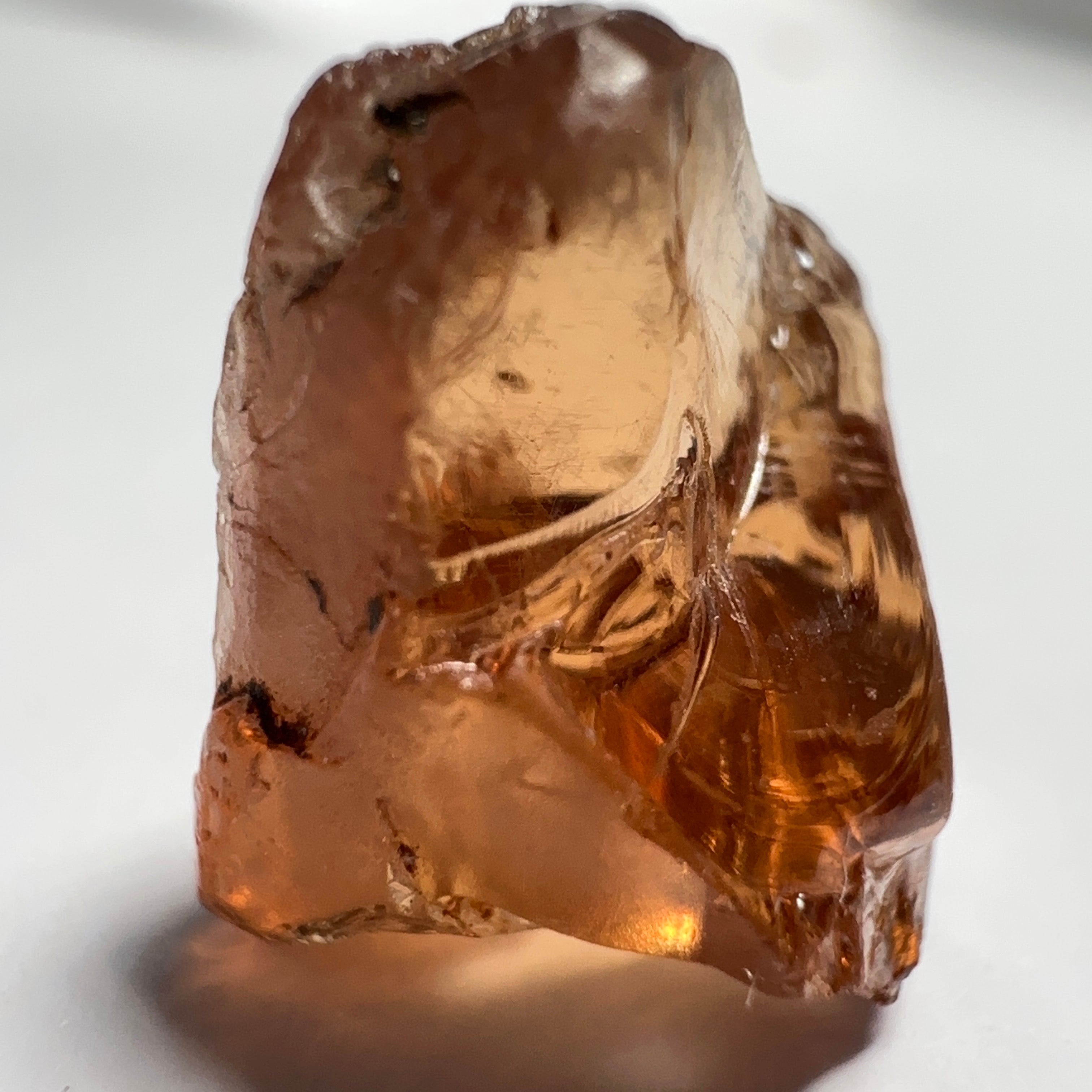 Peach Malaya Garnet, 9.53ct, vvs, slight silk but complicated shape, see pictures,  Unheated Untreated, Umba Valley Tanzania