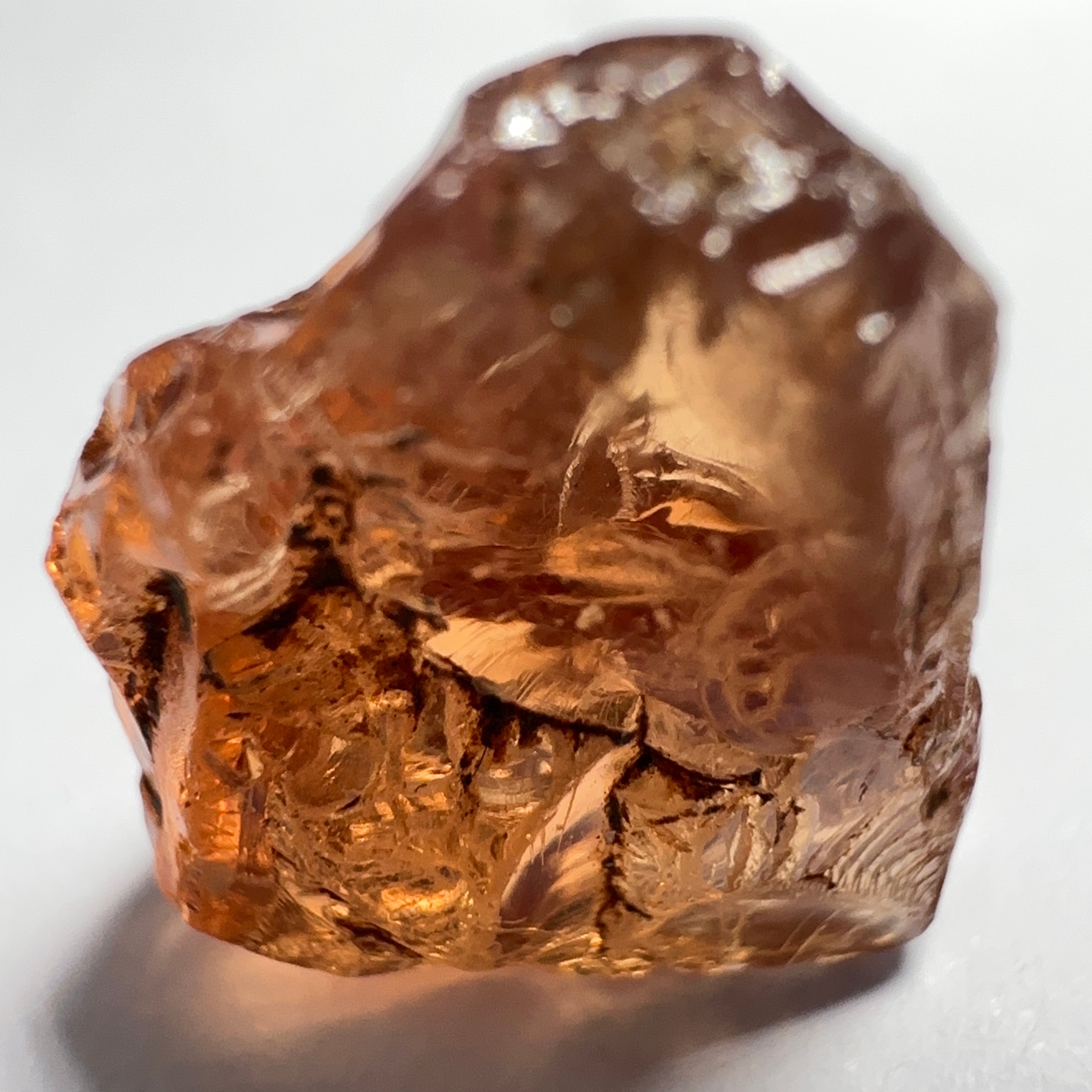 Peach Malaya Garnet, 9.53ct, vvs, slight silk but complicated shape, see pictures,  Unheated Untreated, Umba Valley Tanzania