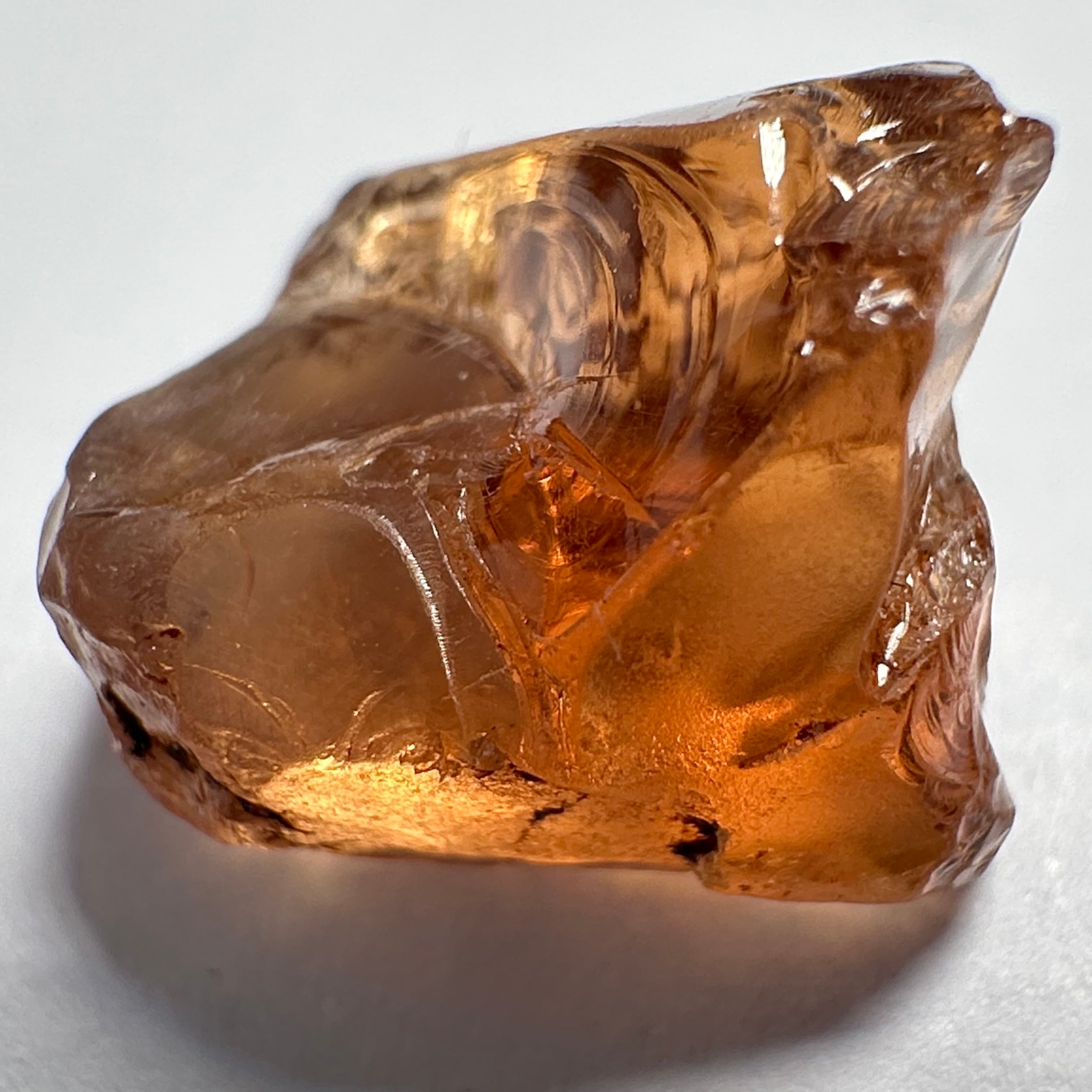 Peach Malaya Garnet, 9.53ct, vvs, slight silk but complicated shape, see pictures,  Unheated Untreated, Umba Valley Tanzania