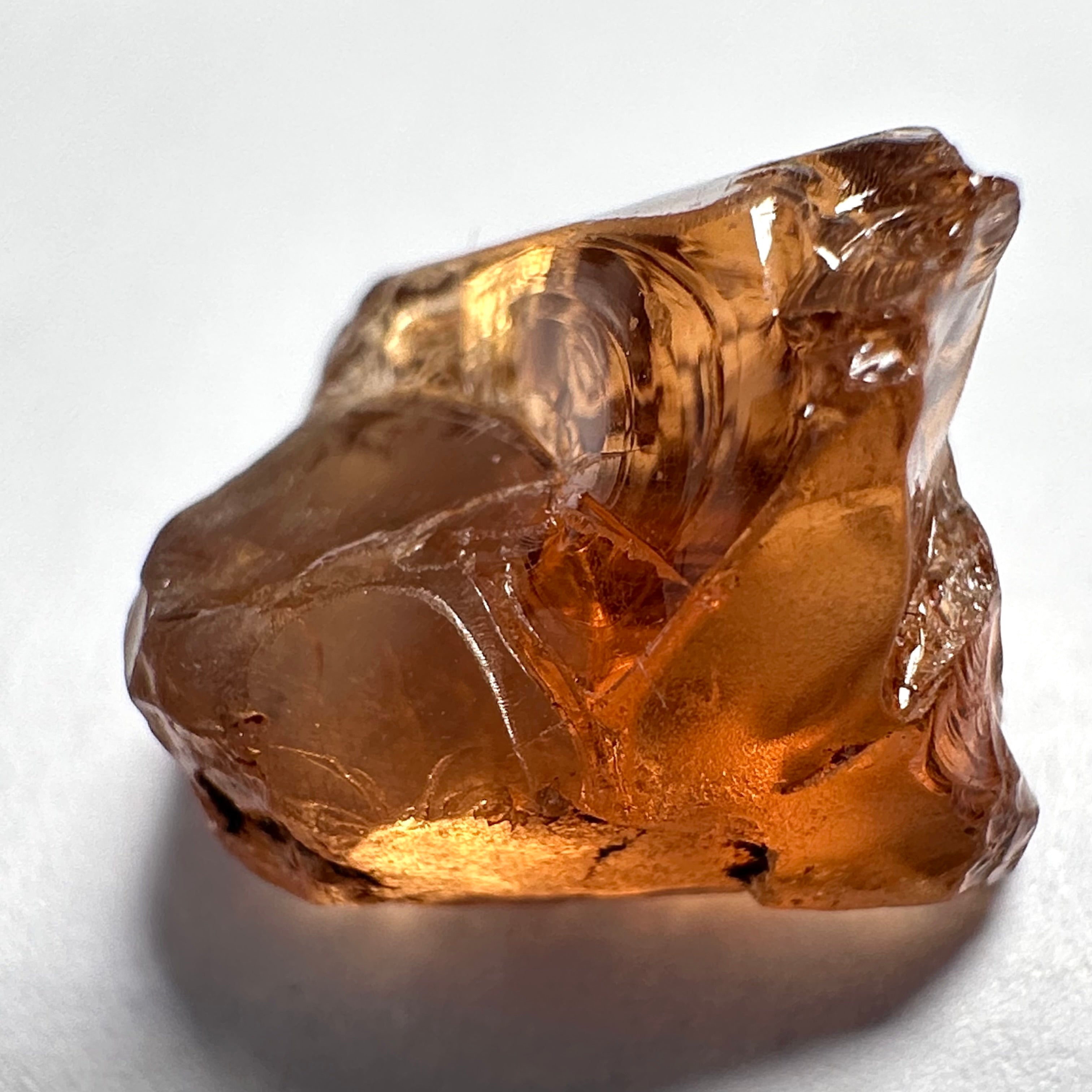 Peach Malaya Garnet, 9.53ct, vvs, slight silk but complicated shape, see pictures,  Unheated Untreated, Umba Valley Tanzania